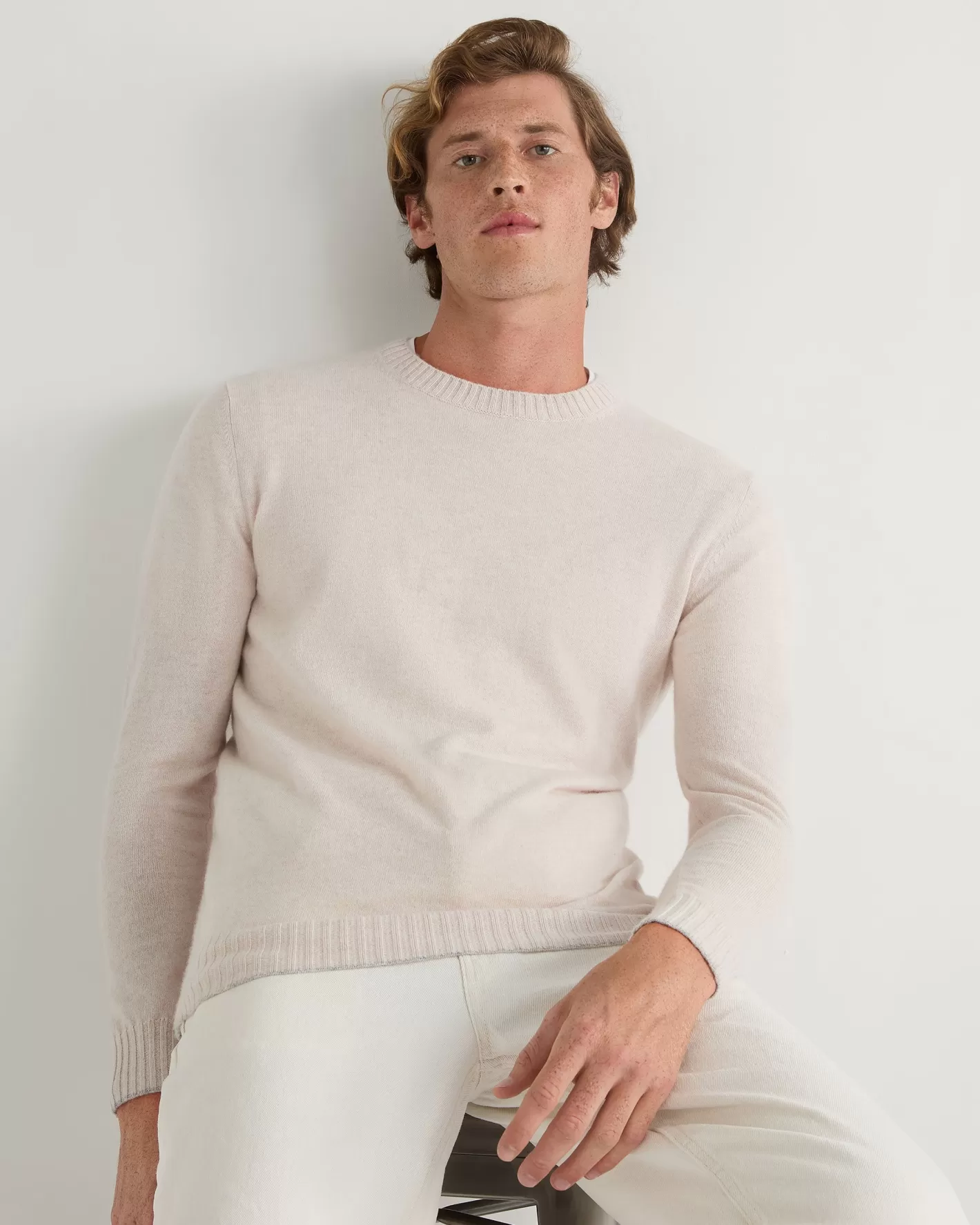 N.Peal Men's Shoreditch Round Neck Cashmere Sweater*Women White | White