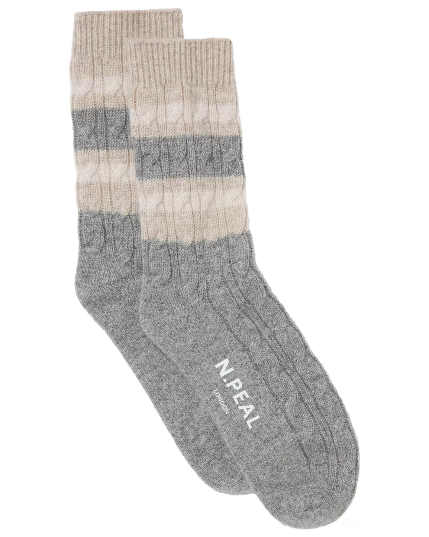 N.Peal Men's Stripe Cable Cashmere Socks* Homeware | Socks & Slippers