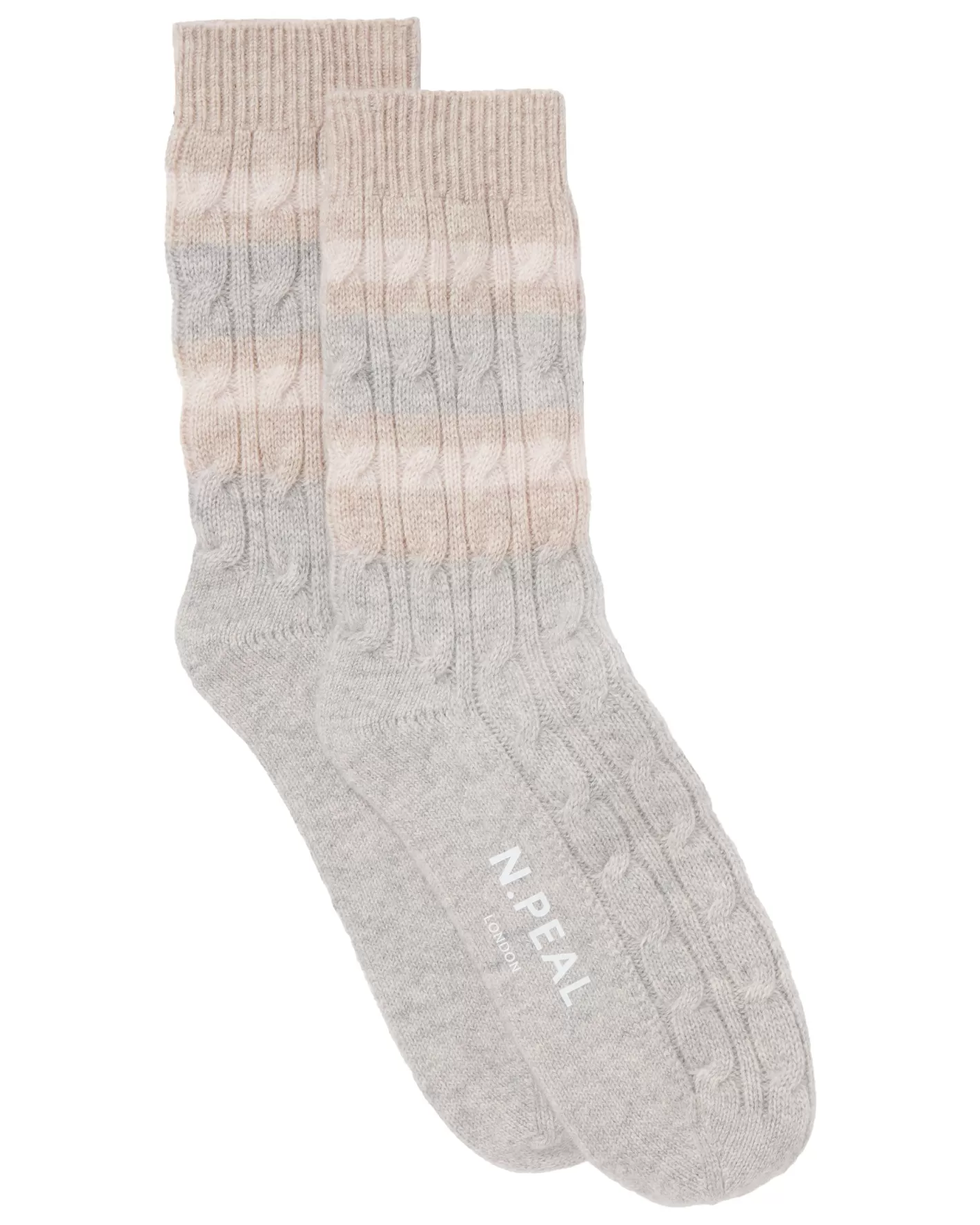 N.Peal Men's Stripe Cable Cashmere Socks* Homeware | Socks & Slippers