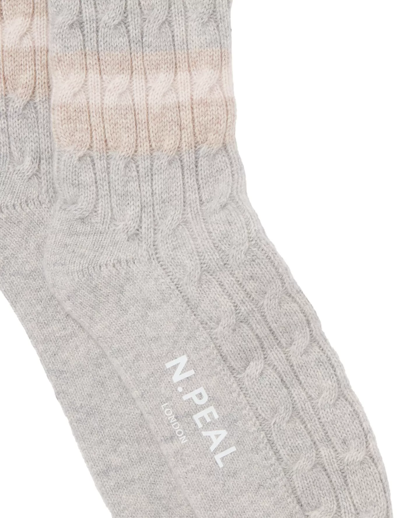 N.Peal Men's Stripe Cable Cashmere Socks* Homeware | Socks & Slippers