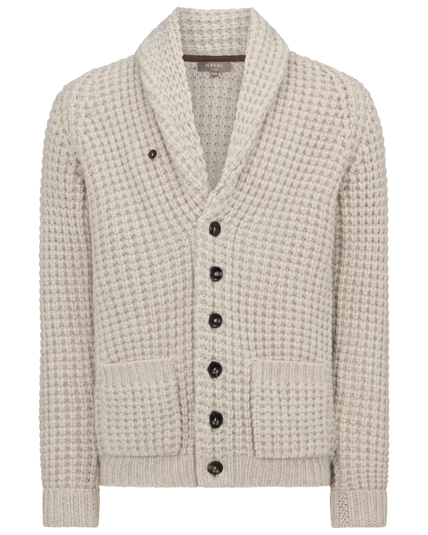 N.Peal Men's Textured Kensington Cashmere Cardigan*Women Natural | Natural