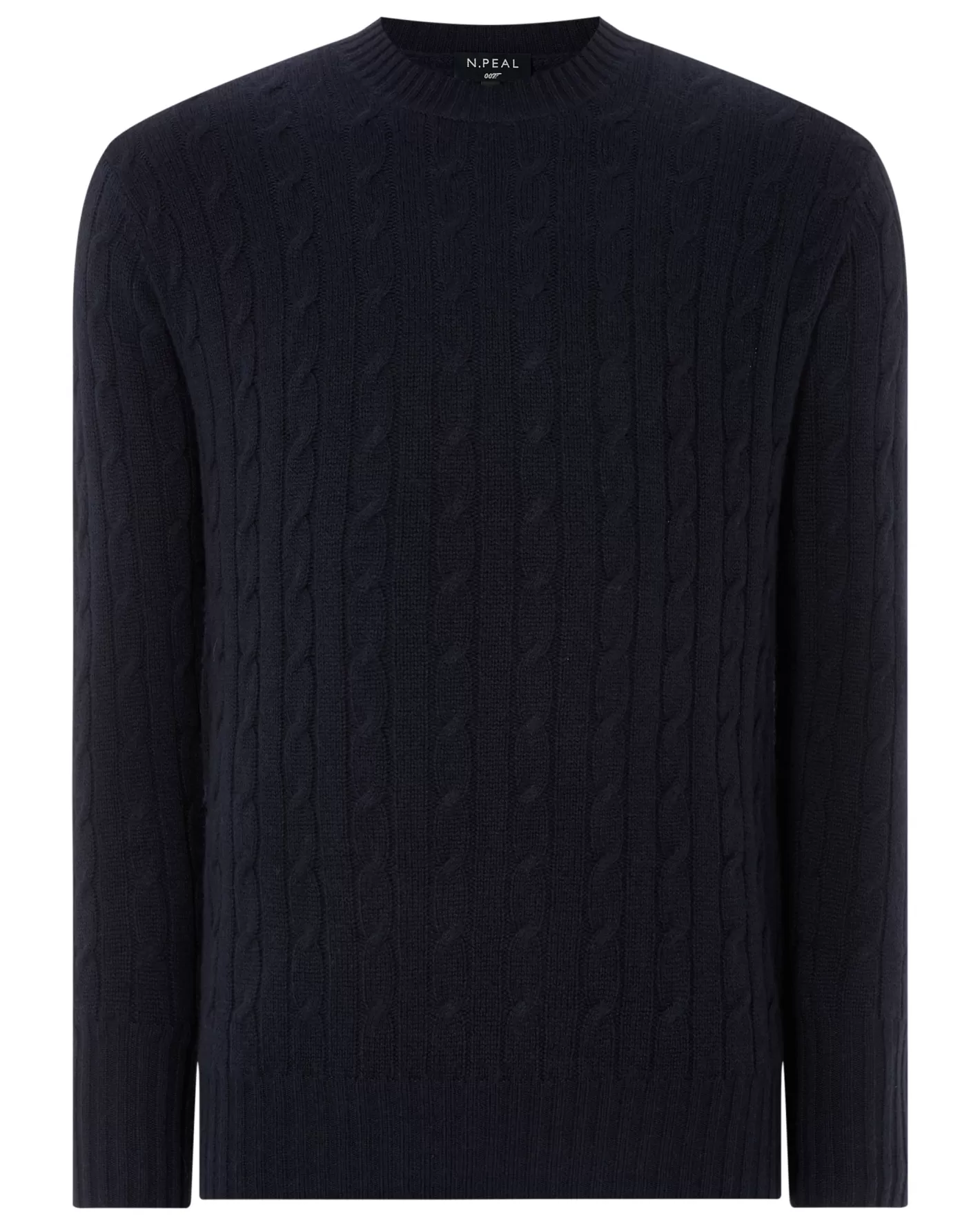 N.Peal Men's Thames Cable Round Neck Cashmere Jumper*Women Navy | Navy