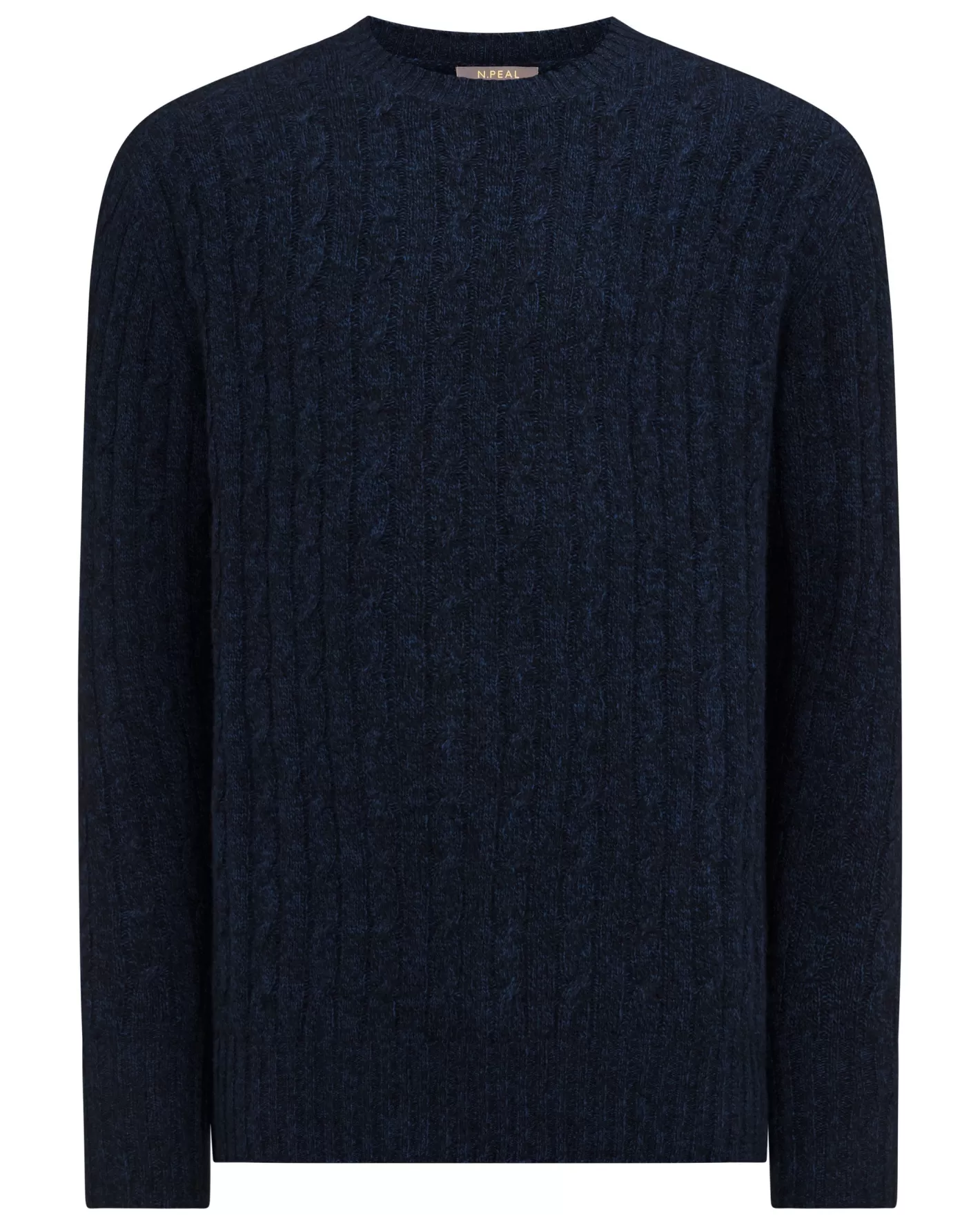 N.Peal Men's Thames Cable Round Neck Cashmere Sweater*Women Navy | Navy