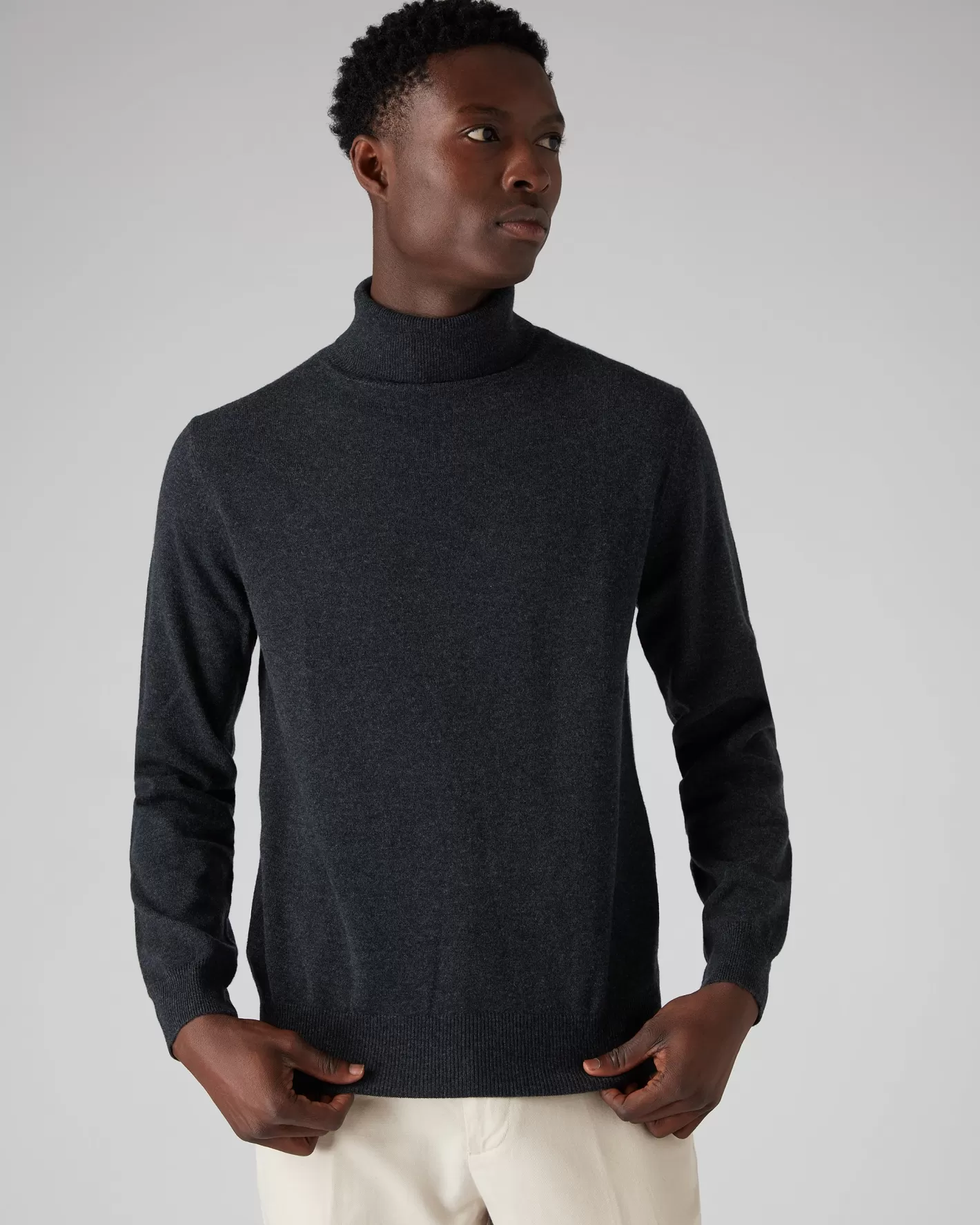 N.Peal Men's Trafalgar Turtle Neck Cashmere Sweater* Dark Grey | Classic Cashmere