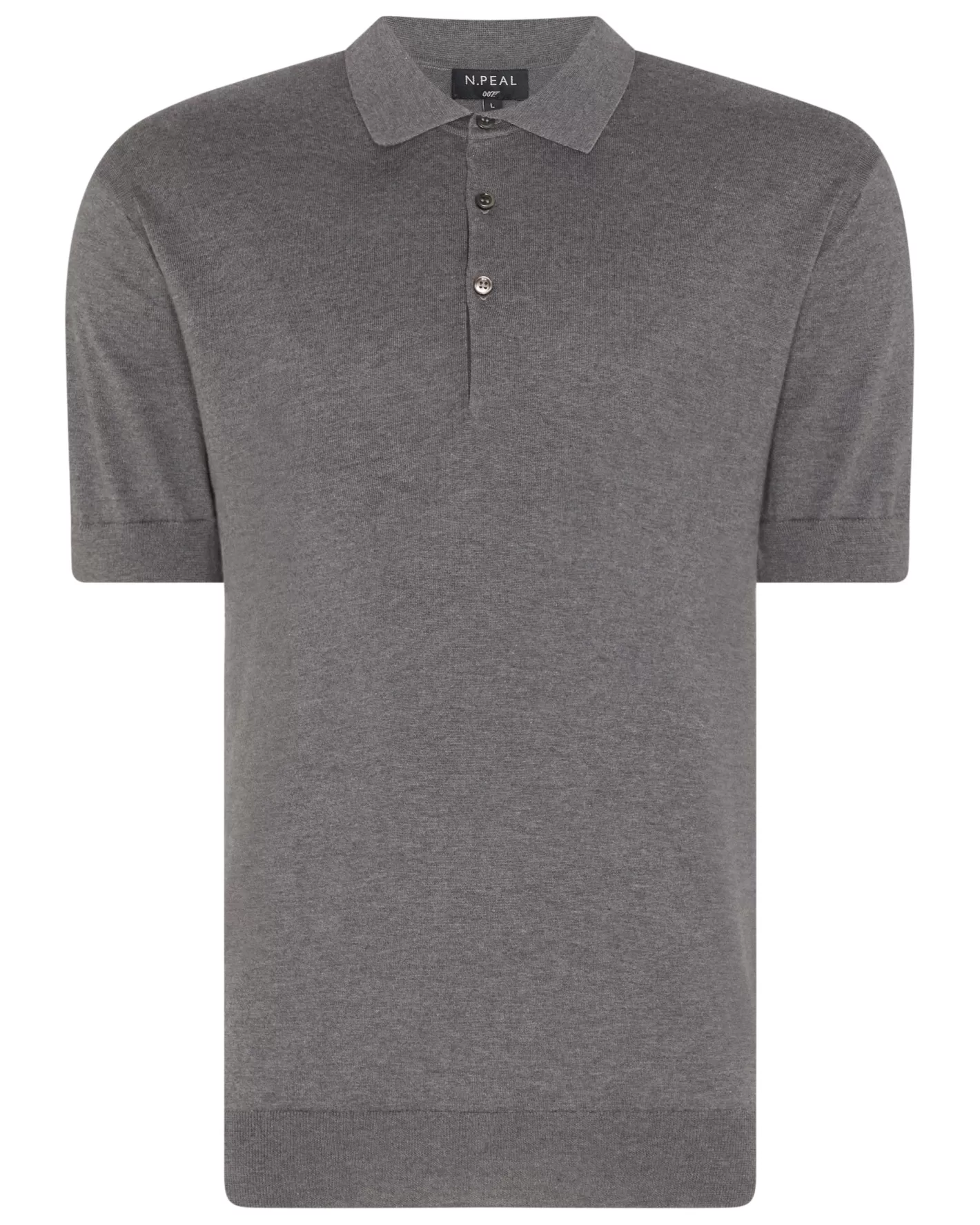 N.Peal 007 Short Sleeve Cotton Cashmere Polo T-shirt* James Bond Shirts | Dark Grey