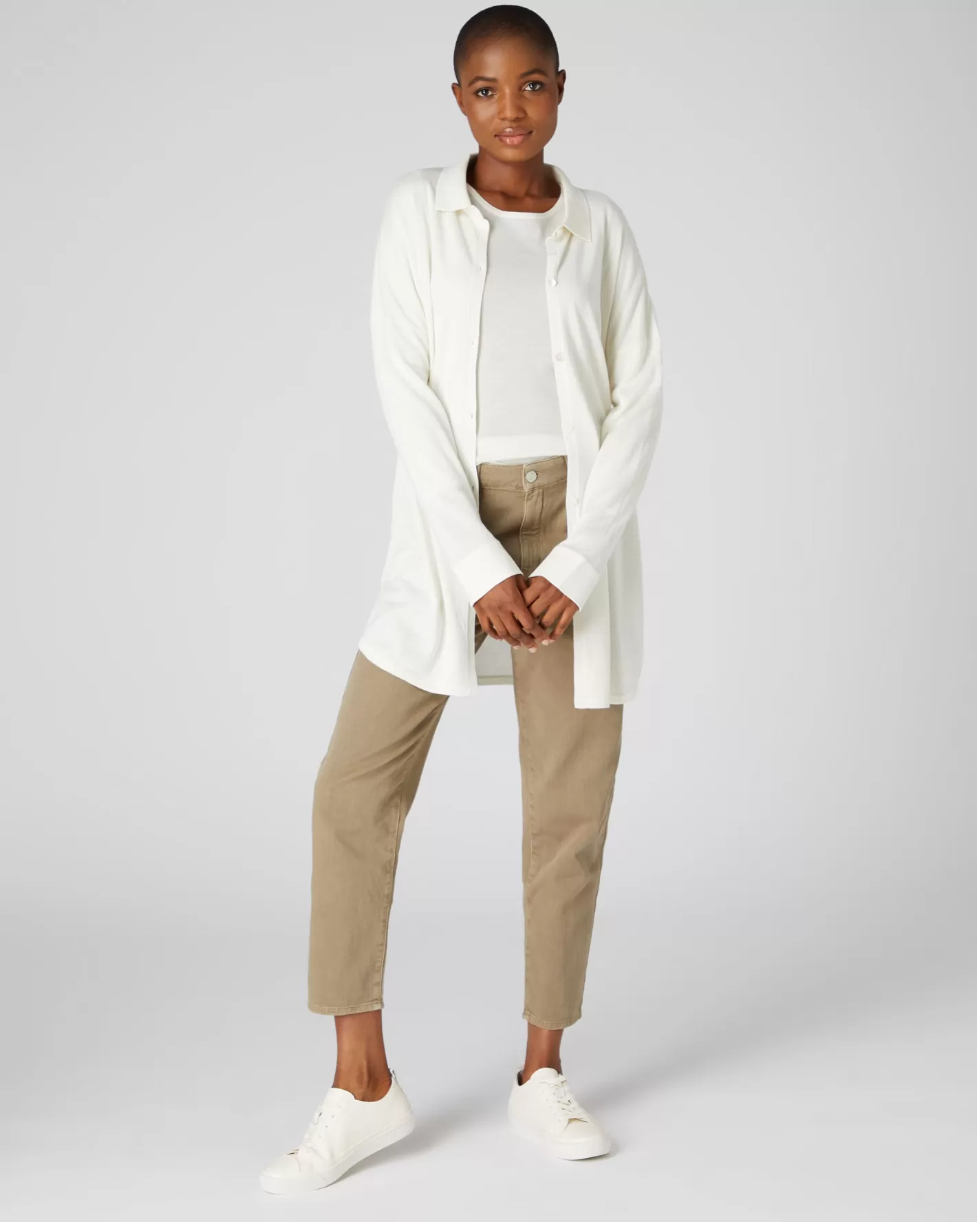 N.Peal Superfine Cashmere Longline Shirt*Women White | Superfine Cashmere