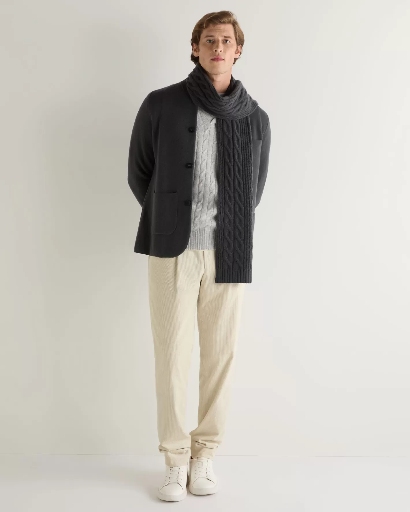 N.Peal Unisex Cable Rib Cashmere Scarf*Women Cashmere Scarves | Organic Cashmere