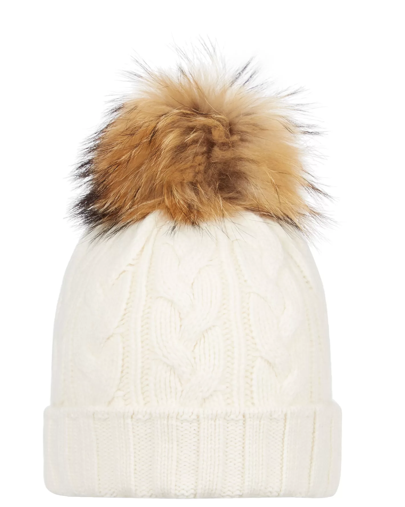 N.Peal Unisex Chunky Cable Cashmere Pom Hat*Women Fur Trim Accessories | Hats