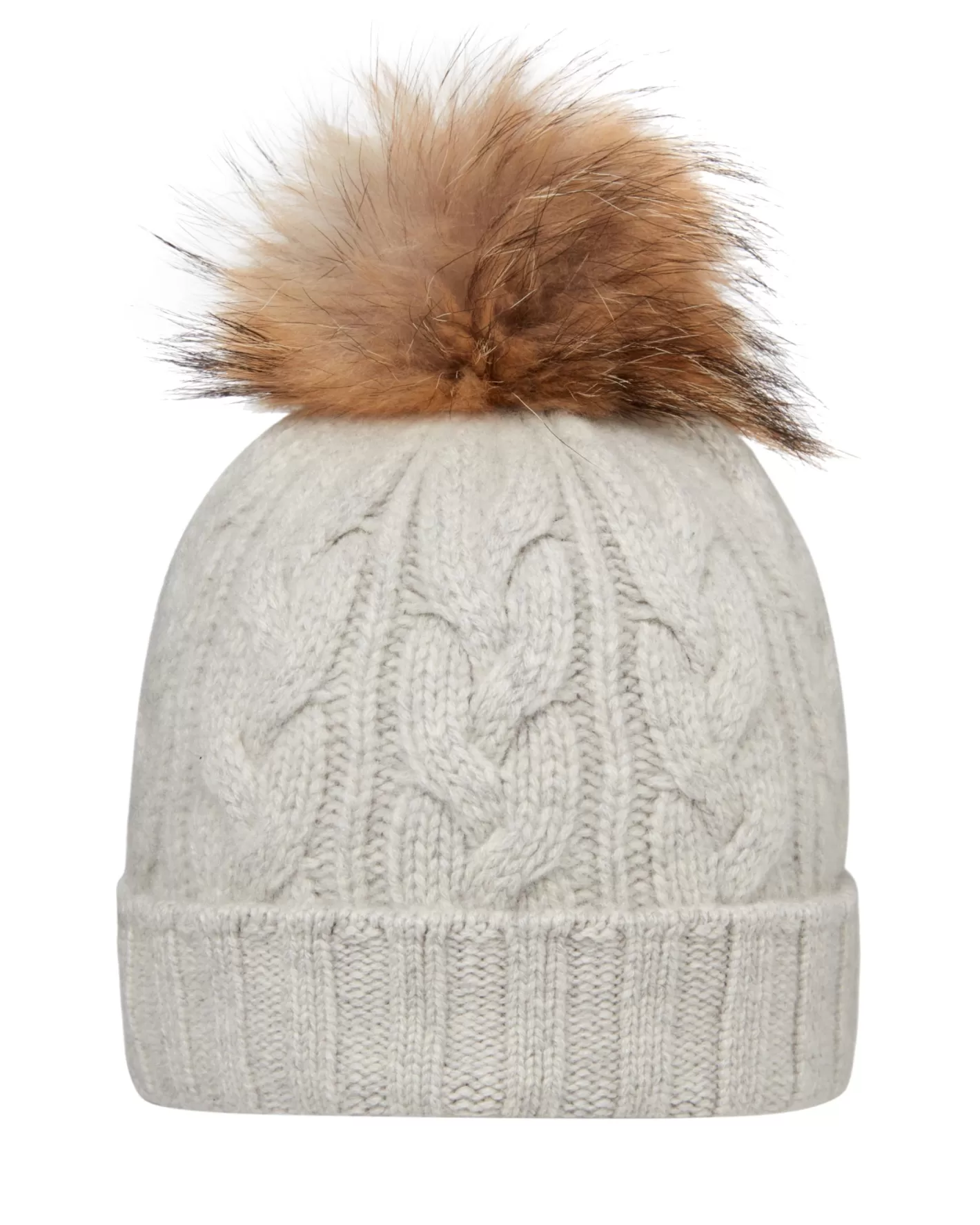 N.Peal Unisex Chunky Cable Cashmere Pom Hat*Women Fur Trim Accessories | Hats