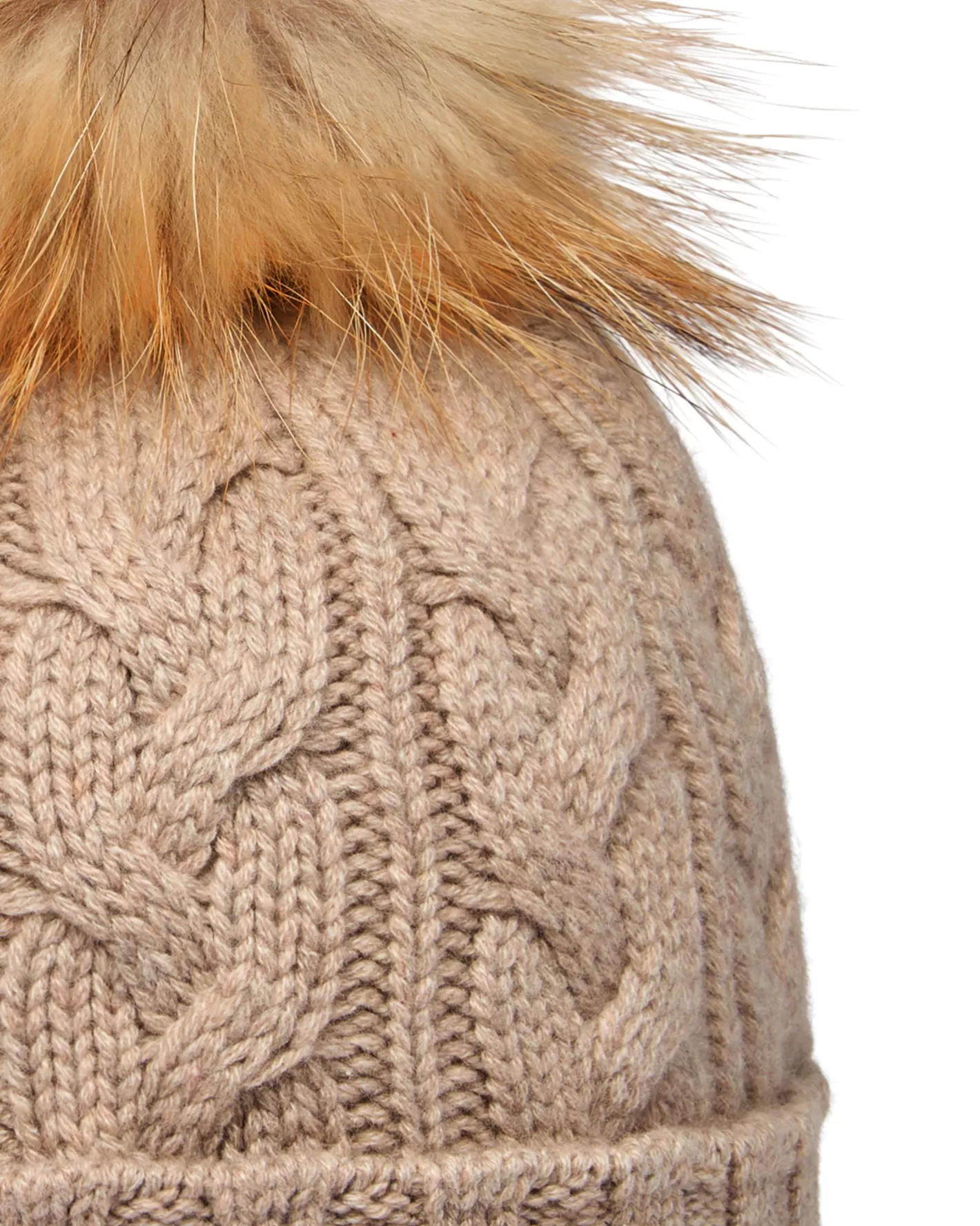 N.Peal Unisex Chunky Cable Cashmere Pom Hat*Women Fur Trim Accessories | Hats