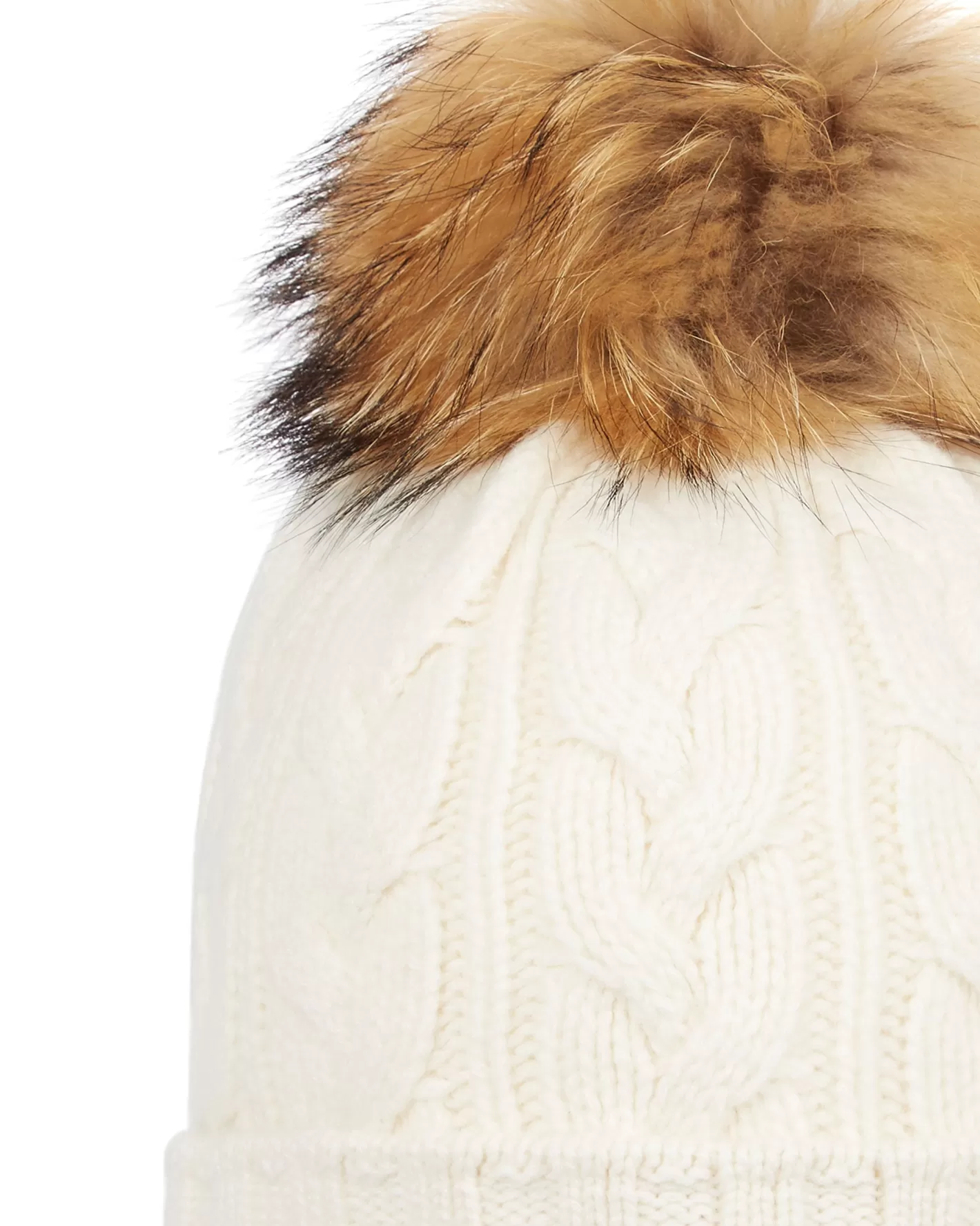 N.Peal Unisex Chunky Cable Cashmere Pom Hat*Women Fur Trim Accessories | Hats