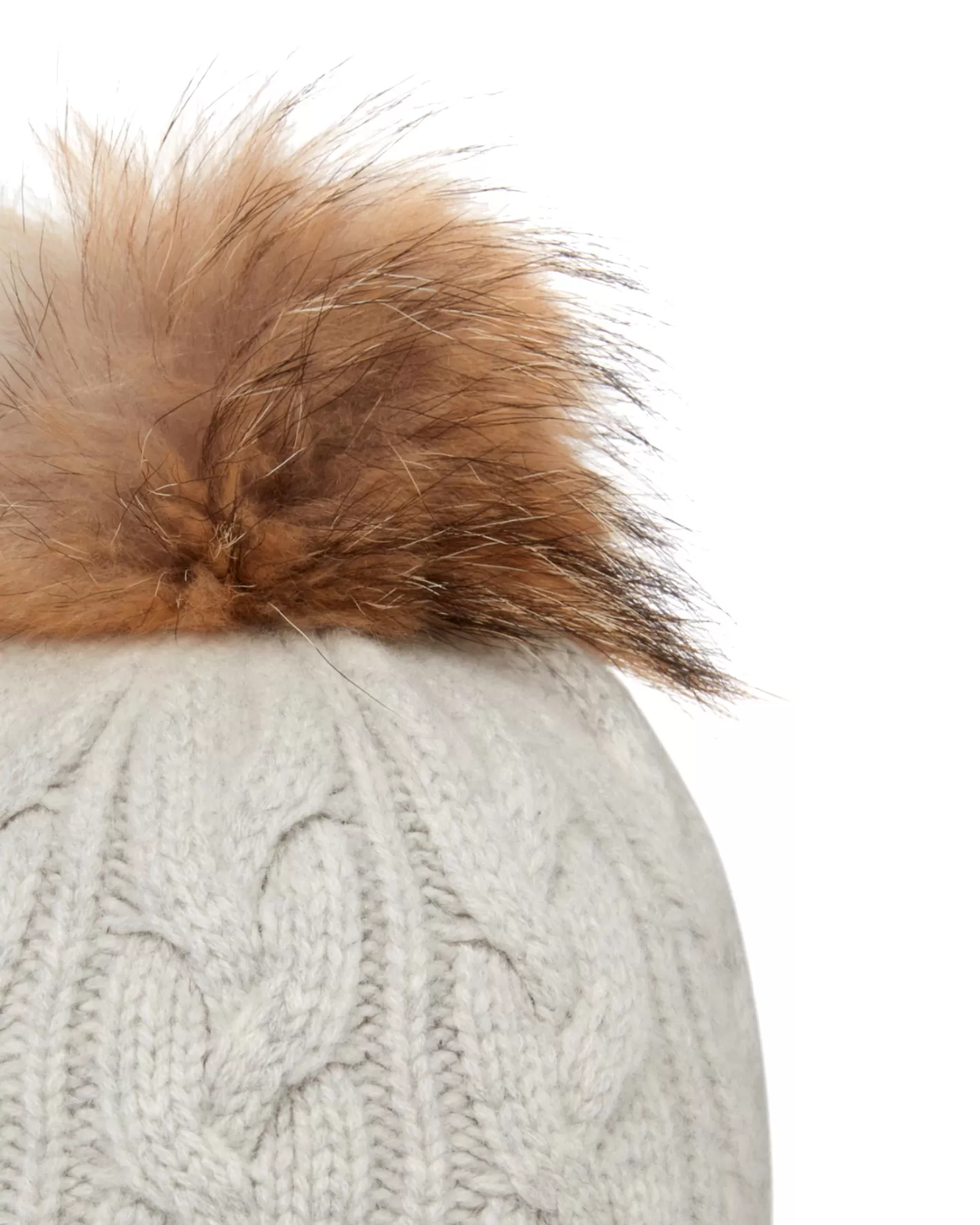 N.Peal Unisex Chunky Cable Cashmere Pom Hat*Women Fur Trim Accessories | Hats