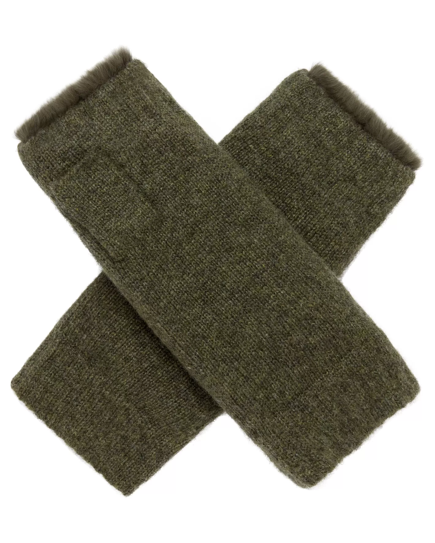 N.Peal Unisex Fur Lined Fingerless Cashmere Gloves*Women Fur Trim Accessories | Gloves