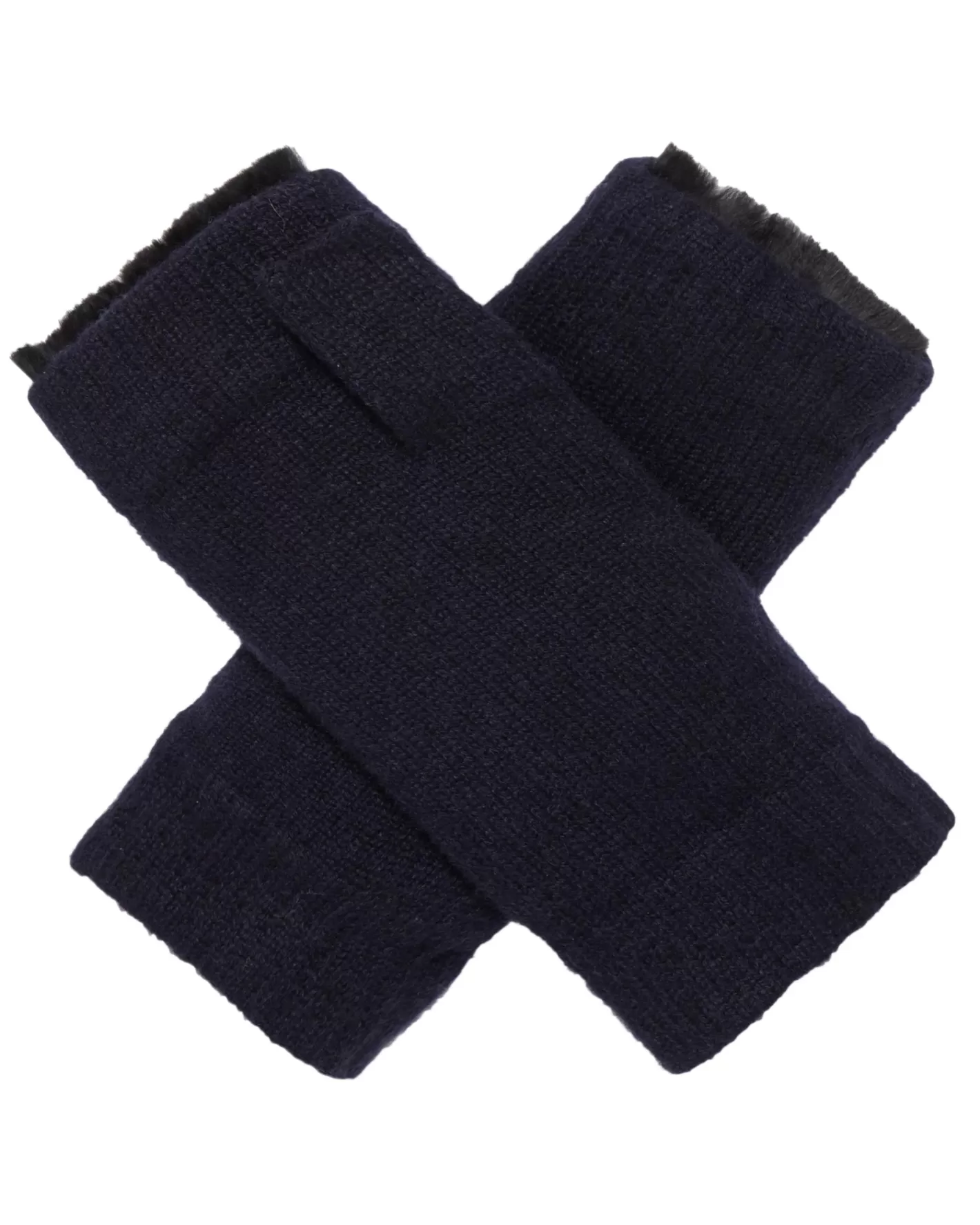 N.Peal Unisex Fur Lined Fingerless Cashmere Gloves*Women Fur Trim Accessories | Gloves