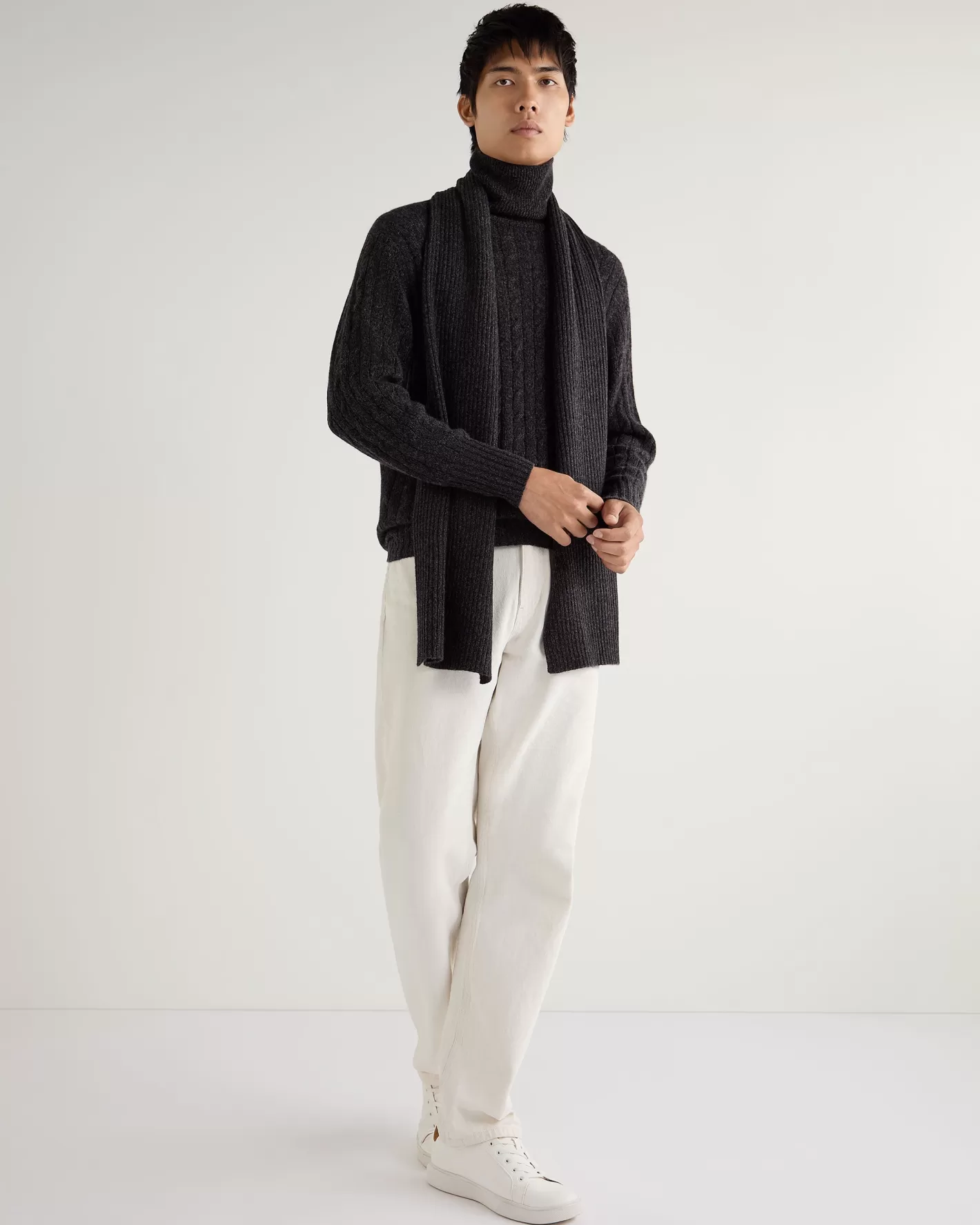 N.Peal Unisex Short Ribbed Cashmere Scarf*Women Scarves | Cashmere Scarves