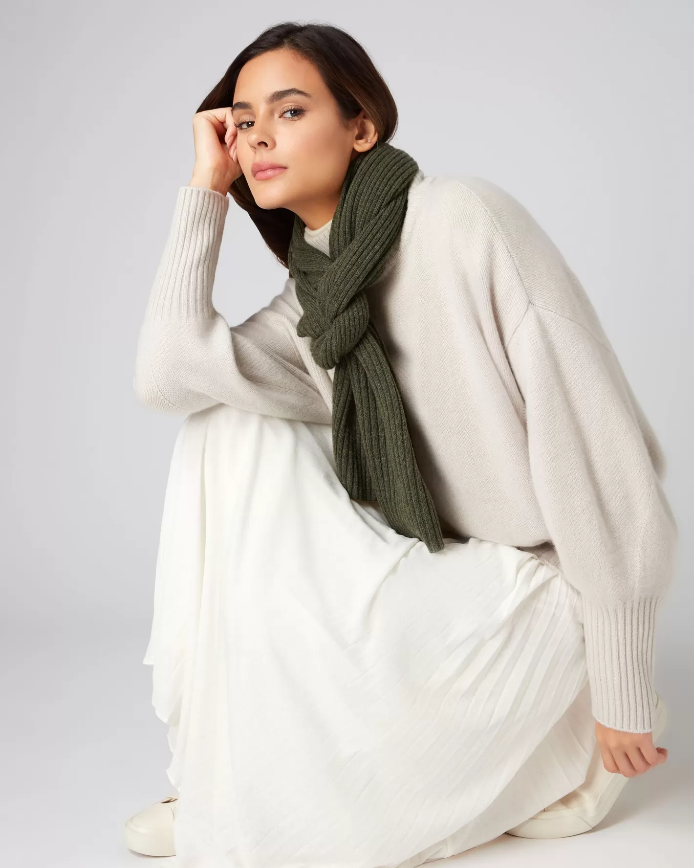 N.Peal Unisex Short Ribbed Cashmere Scarf*Women Scarves | Cashmere Scarves