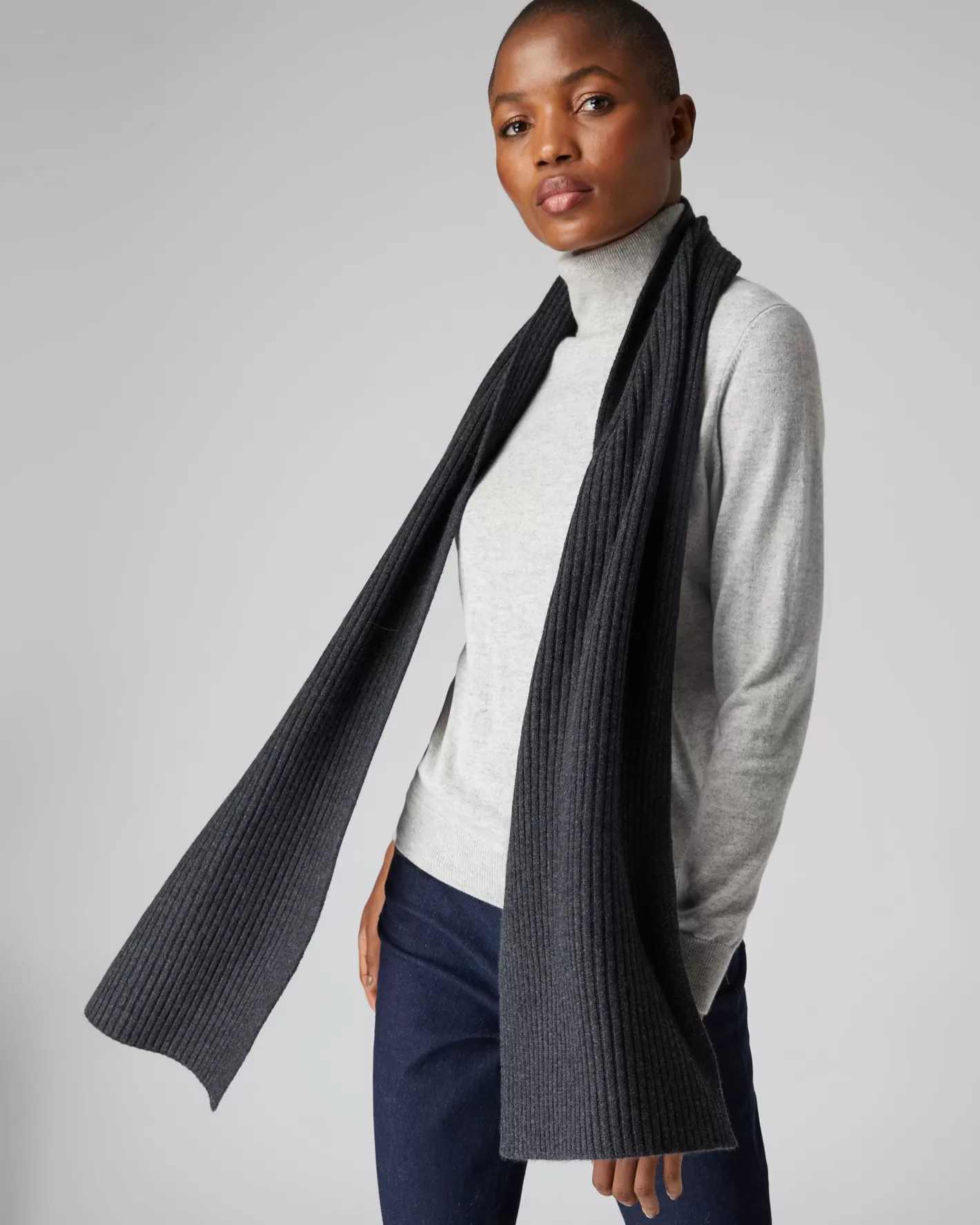 N.Peal Unisex Short Ribbed Cashmere Scarf*Women Scarves | Cashmere Scarves