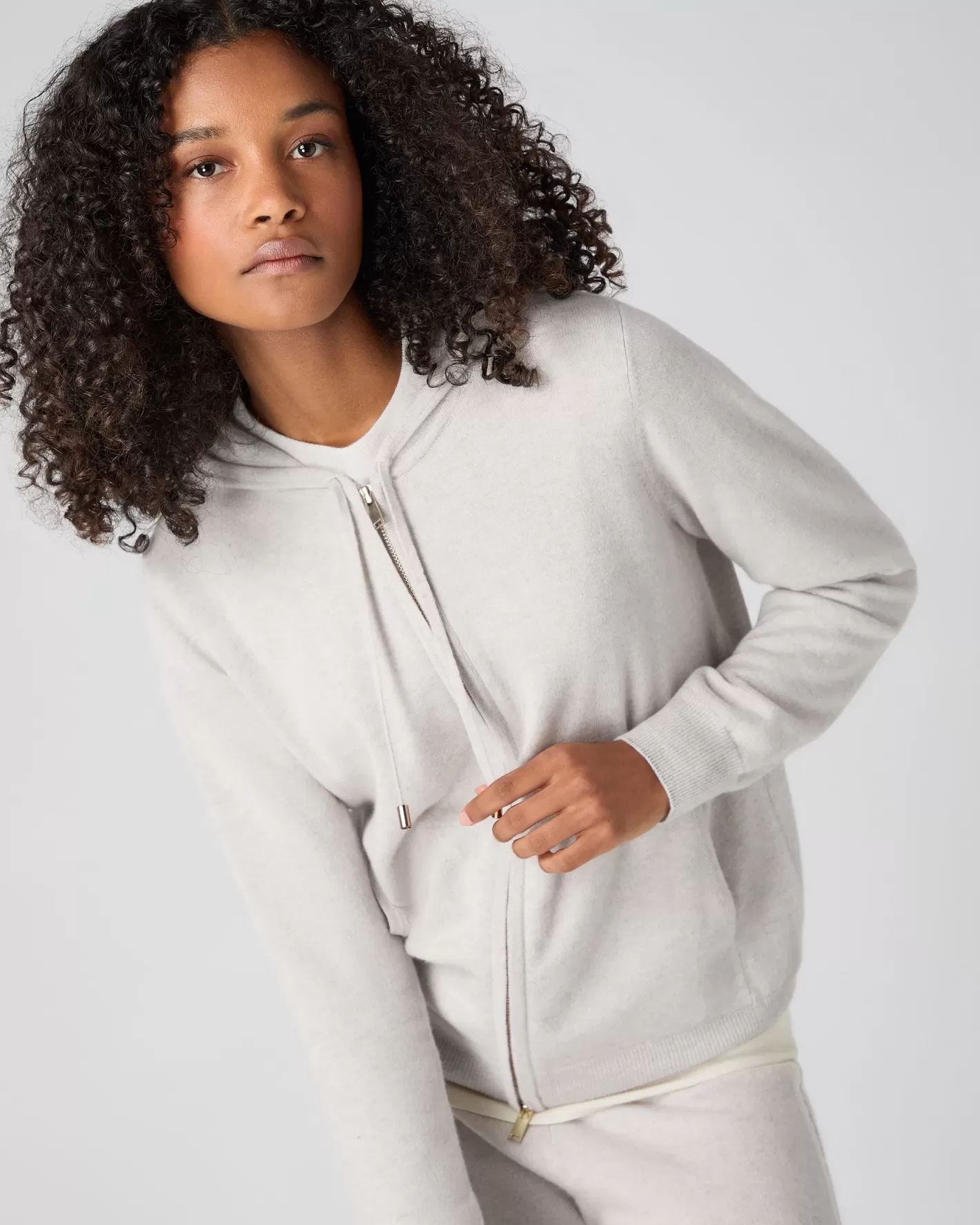 N.Peal Women's Ada Cashmere Hoodie*Women Natural | Light Grey