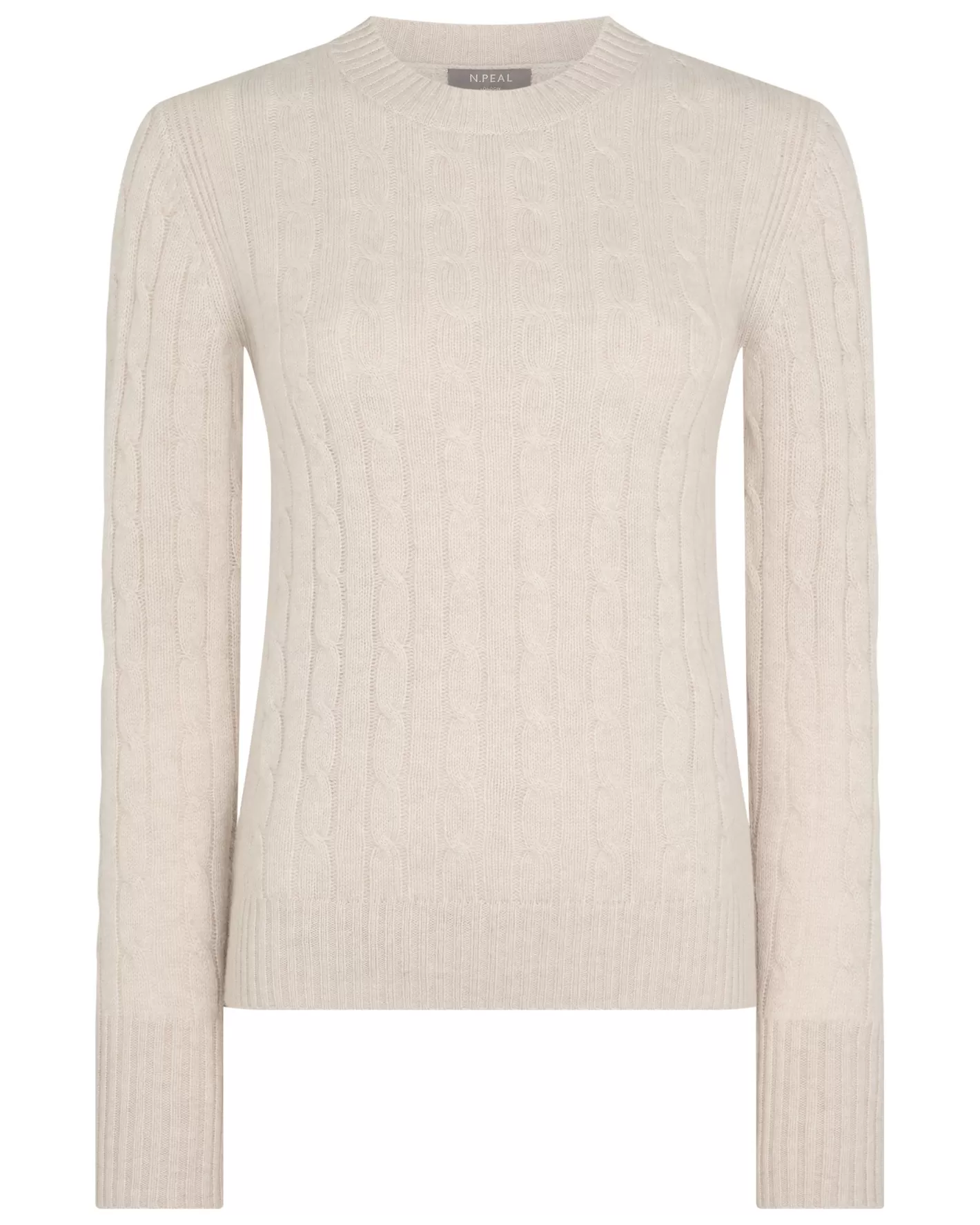 N.Peal Women's Adelyn Cable Round Neck Cashmere Sweater*Women White | Natural