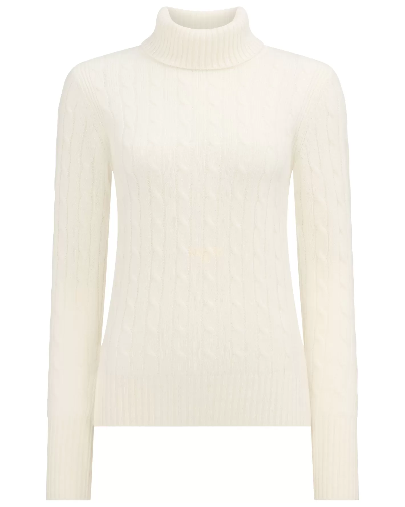 N.Peal Women's Adelyn Cable Turtle Cashmere Sweater*Women White | Natural