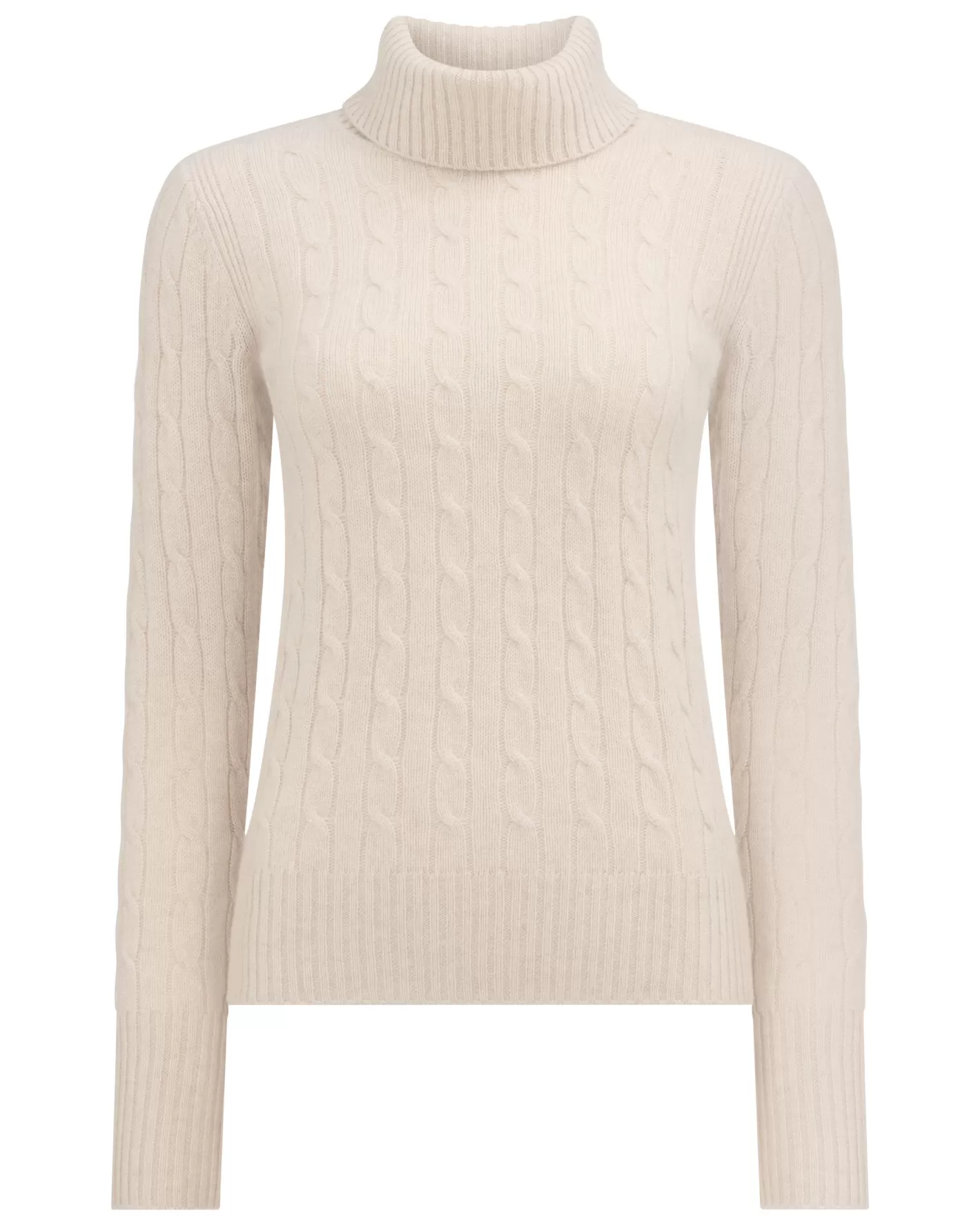 N.Peal Women's Adelyn Cable Turtle Cashmere Sweater*Women White | Natural