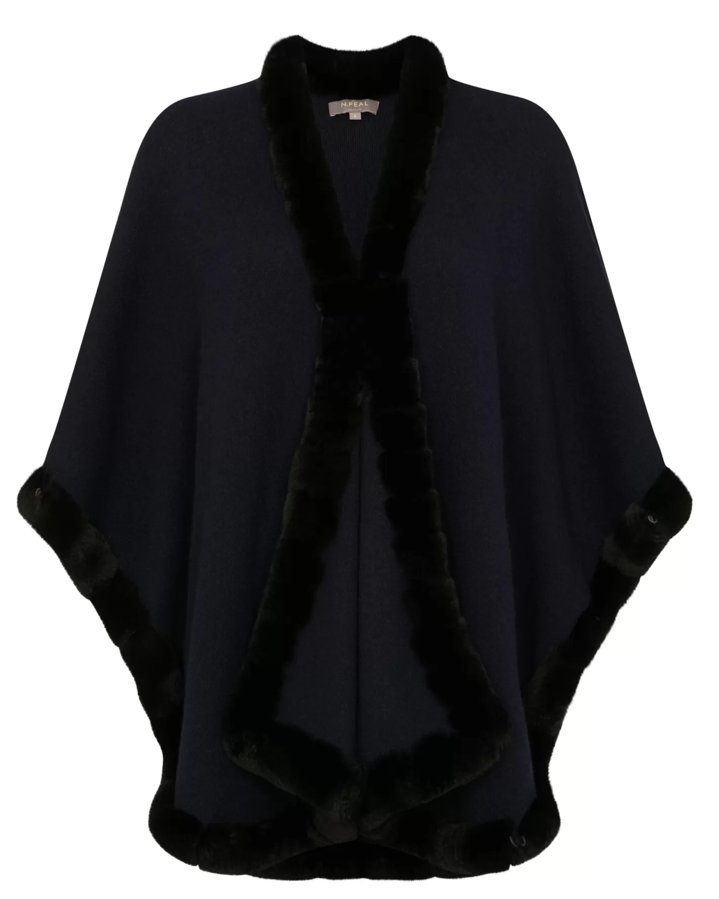 N.Peal Women's Ayla Fur Trim Cashmere Cape*Women Pashminas, Wraps & Shawls | Navy