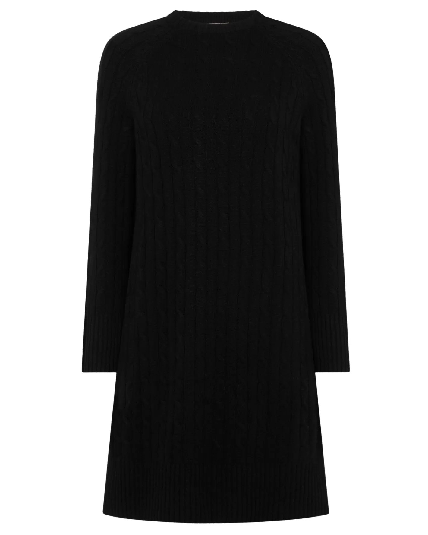 N.Peal Women's Bella Round Neck Cable Cashmere Dress*Women Black | Textured Knits