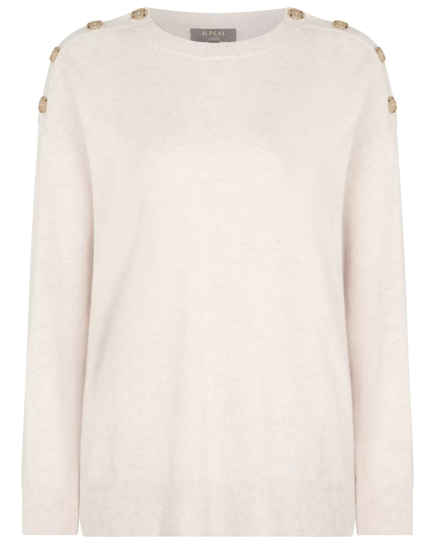 N.Peal Women's Button Shoulder Cashmere Sweater*Women Natural | White