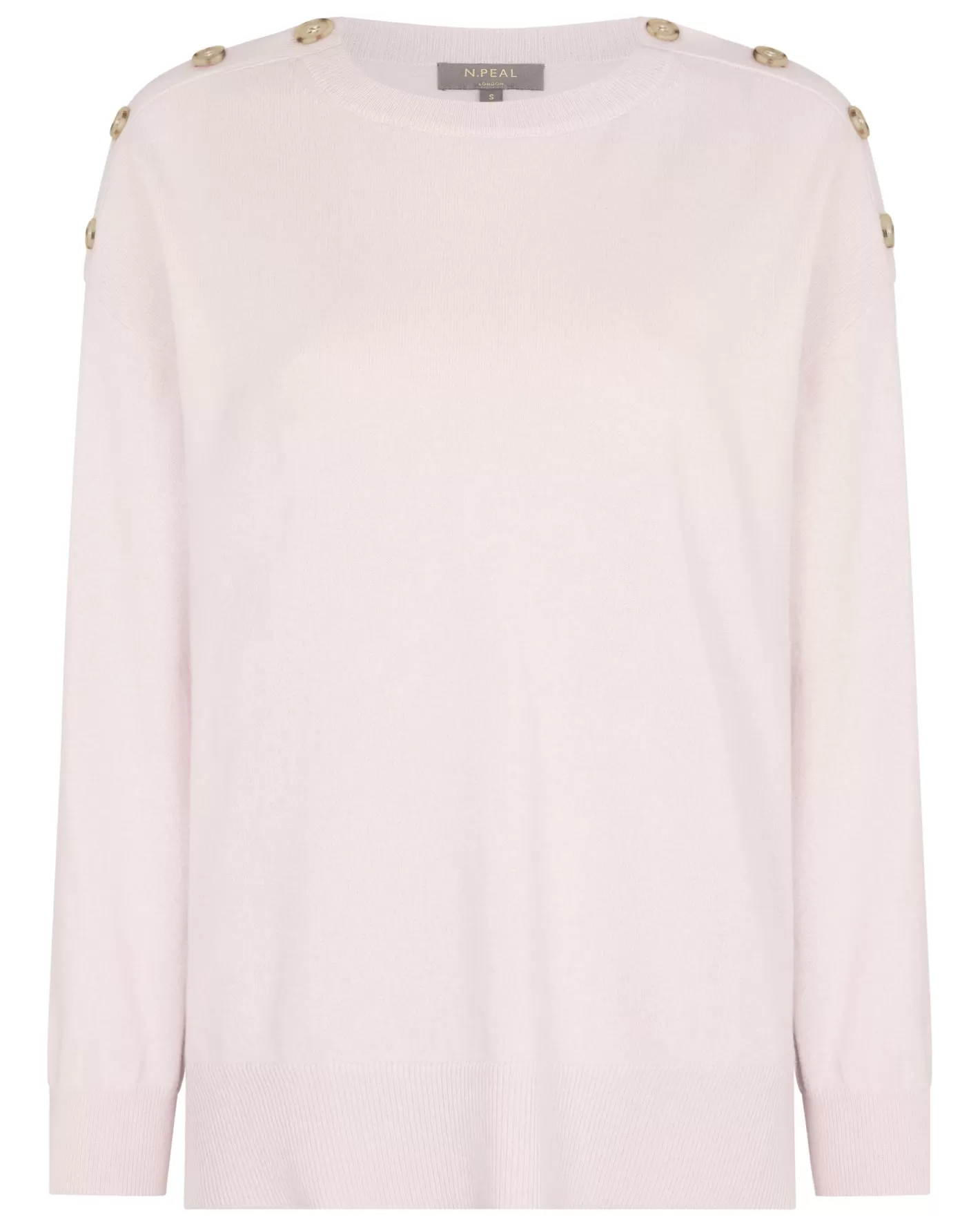 N.Peal Women's Button Shoulder Cashmere Sweater*Women Pink | Organic Cashmere