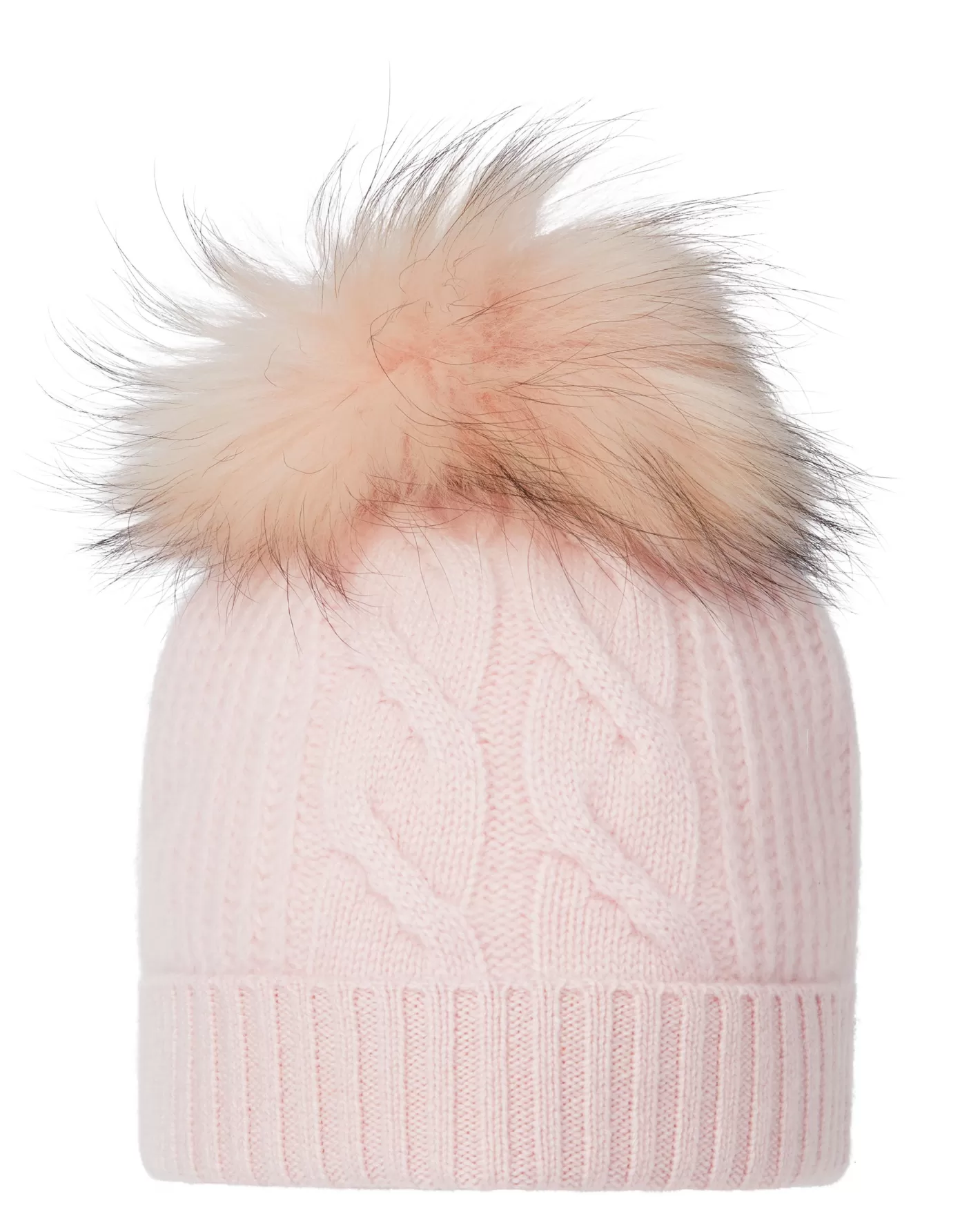 N.Peal Women's Cable Cashmere Hat With Fur Pom*Women Fur Poms | Fur Trim Accessories