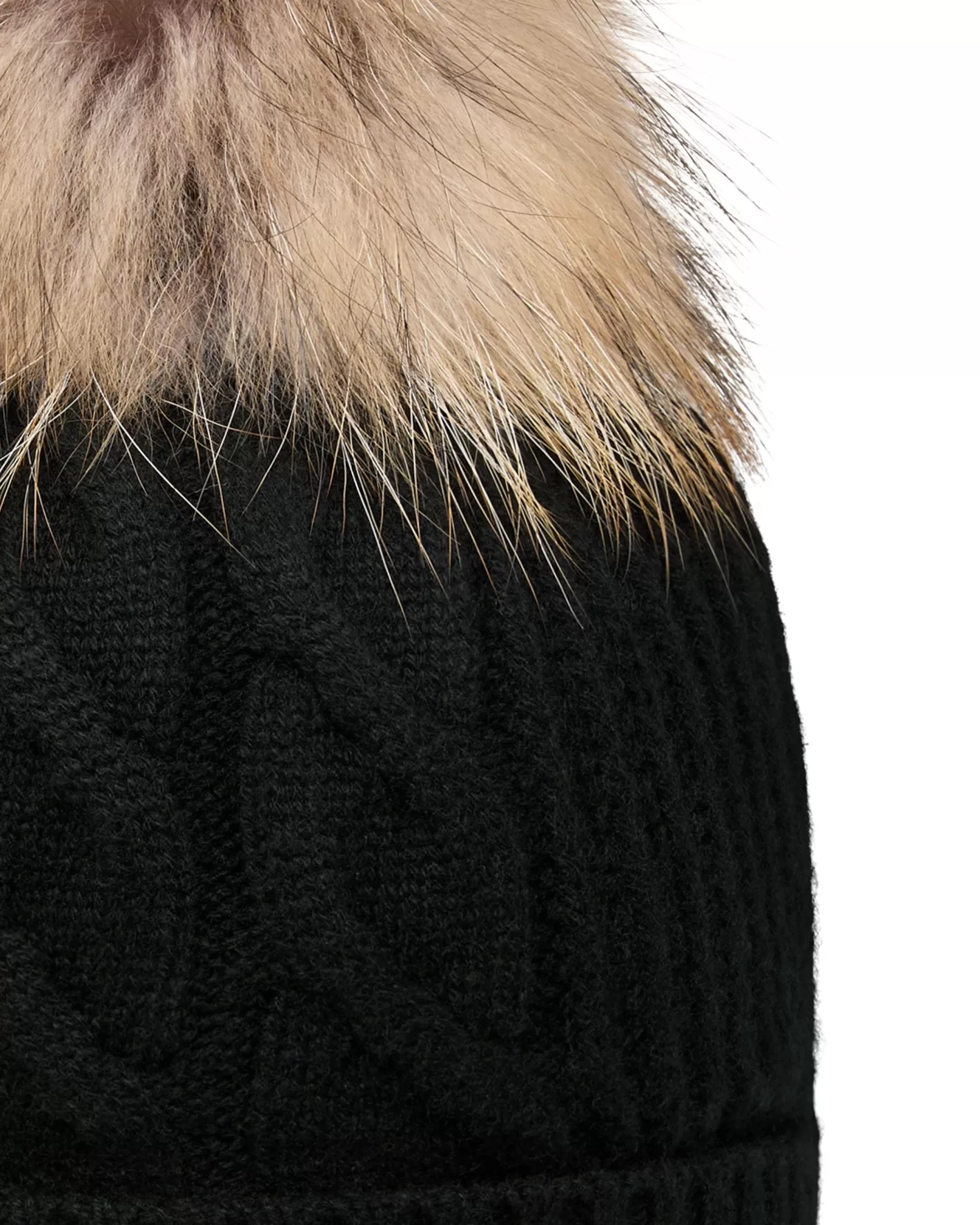 N.Peal Women's Cable Cashmere Hat With Fur Pom*Women Fur Poms | Fur Trim Accessories