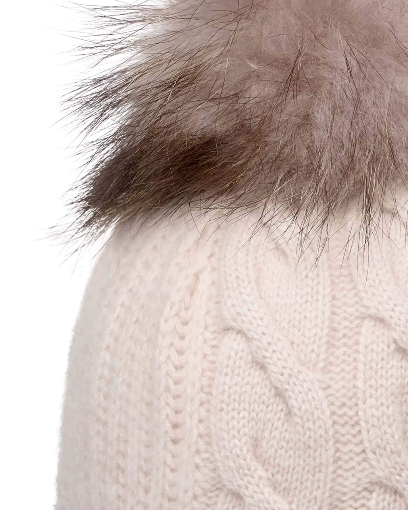 N.Peal Women's Cable Cashmere Hat With Fur Pom*Women Fur Poms | Fur Trim Accessories