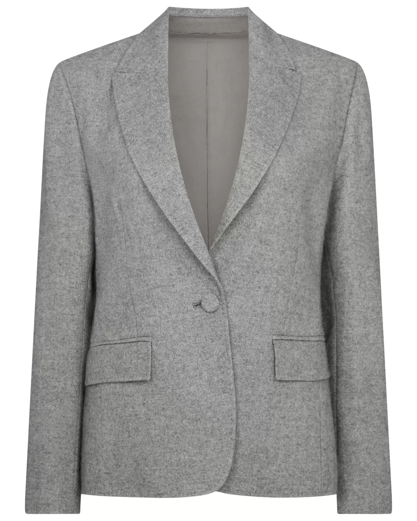 N.Peal Women's Chloe Herringbone Single Breasted Jacket*Women Light Grey | Dark Grey