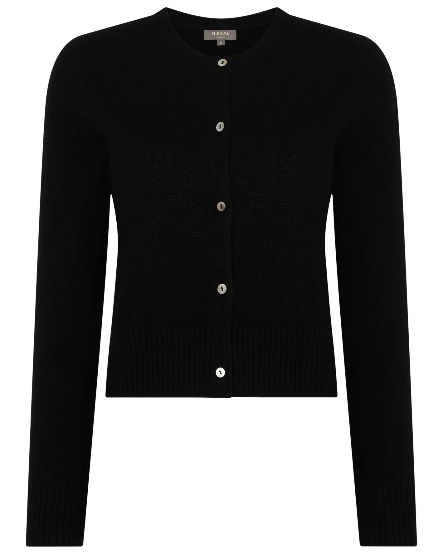 N.Peal Women's Chunky Crop Cashmere Cardigan*Women Black | Classic Cashmere