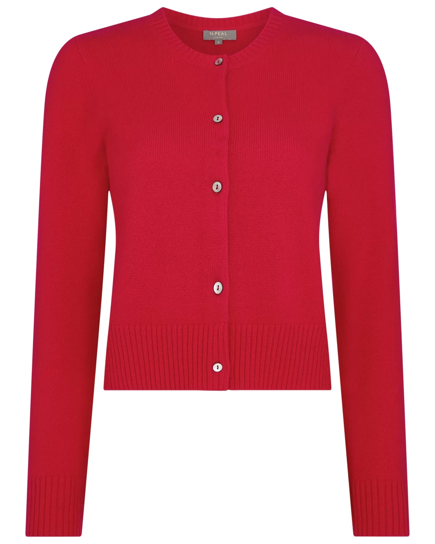 N.Peal Women's Chunky Crop Cashmere Cardigan*Women Red | Classic Cashmere