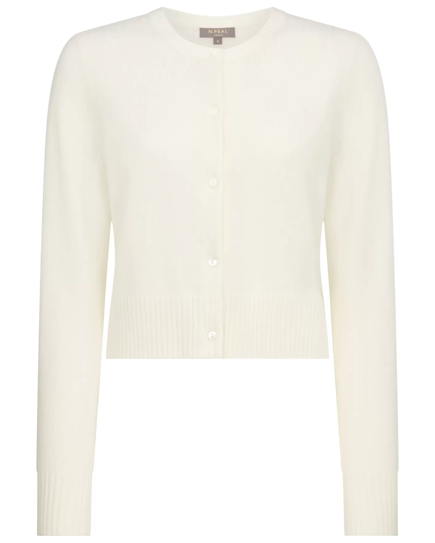 N.Peal Women's Chunky Crop Cashmere Cardigan*Women White | Natural