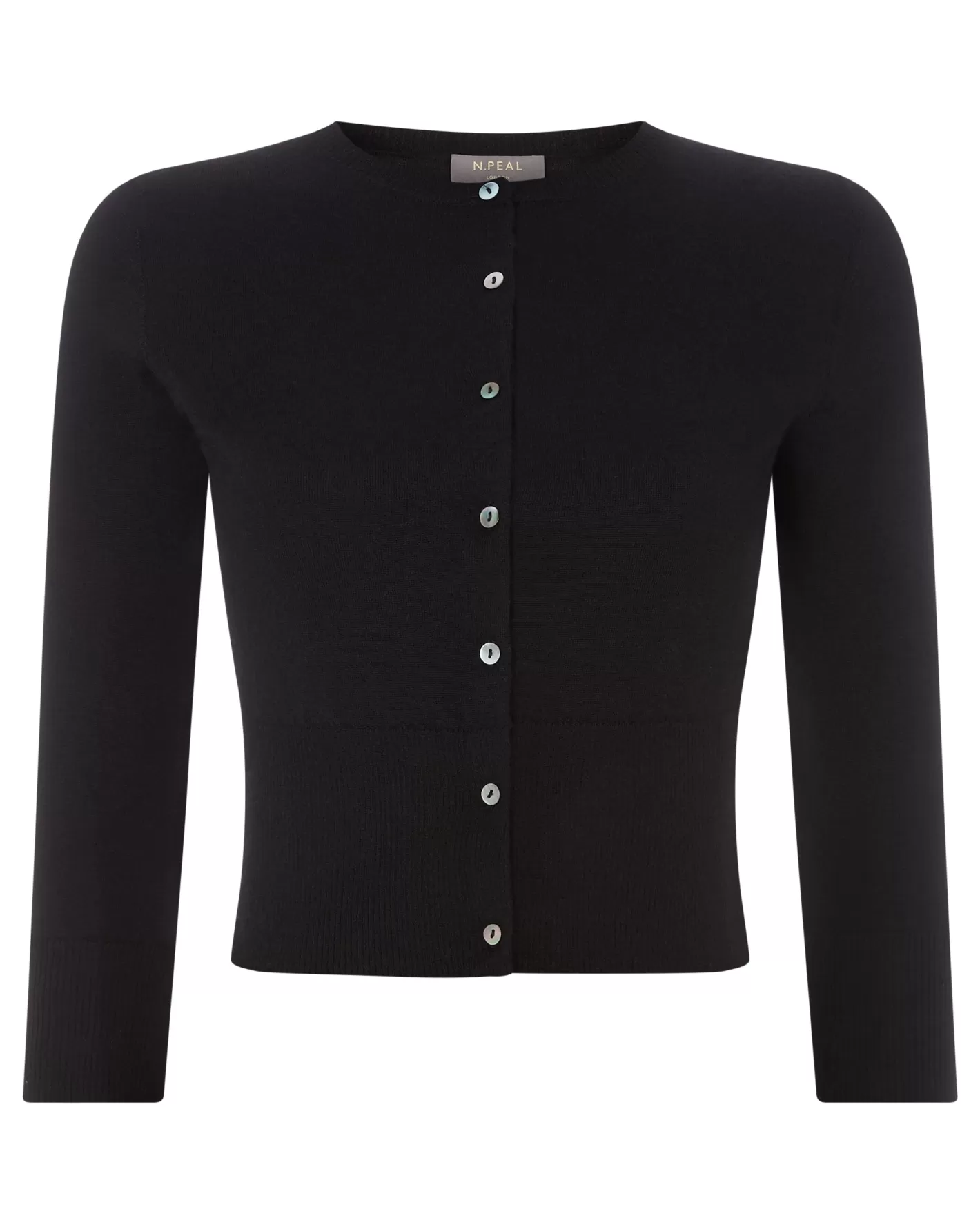 N.Peal Women's Darcie Superfine Cashmere Cropped Cardigan*Women Black | Superfine Cashmere