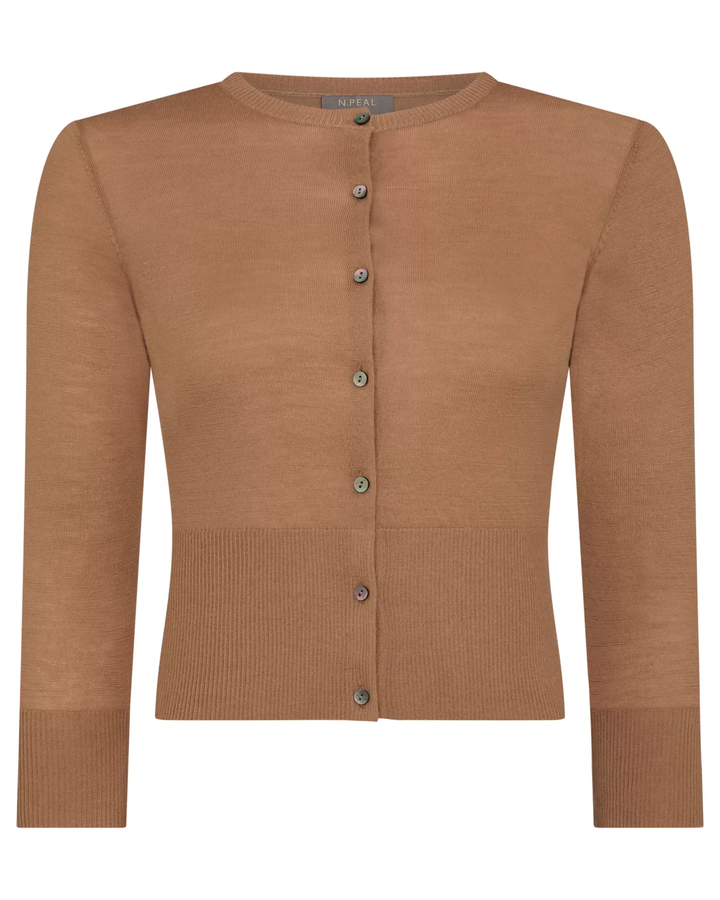 N.Peal Women's Darcie Superfine Cashmere Cropped Cardigan*Women Brown | Superfine Cashmere