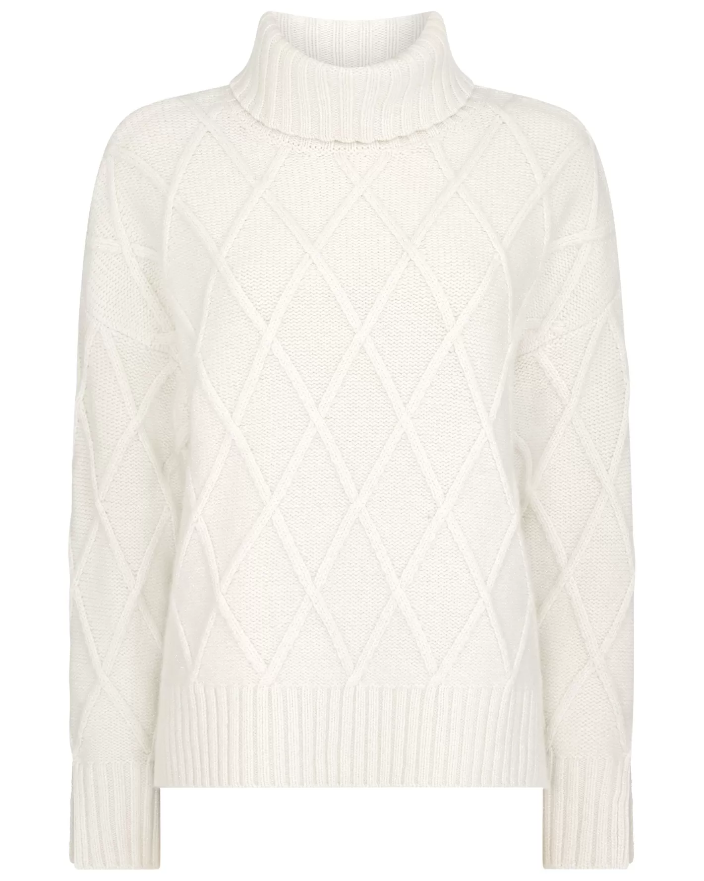 N.Peal Women's Diamond Stitch Cashmere Sweater With Lurex*Women Natural | Light Grey