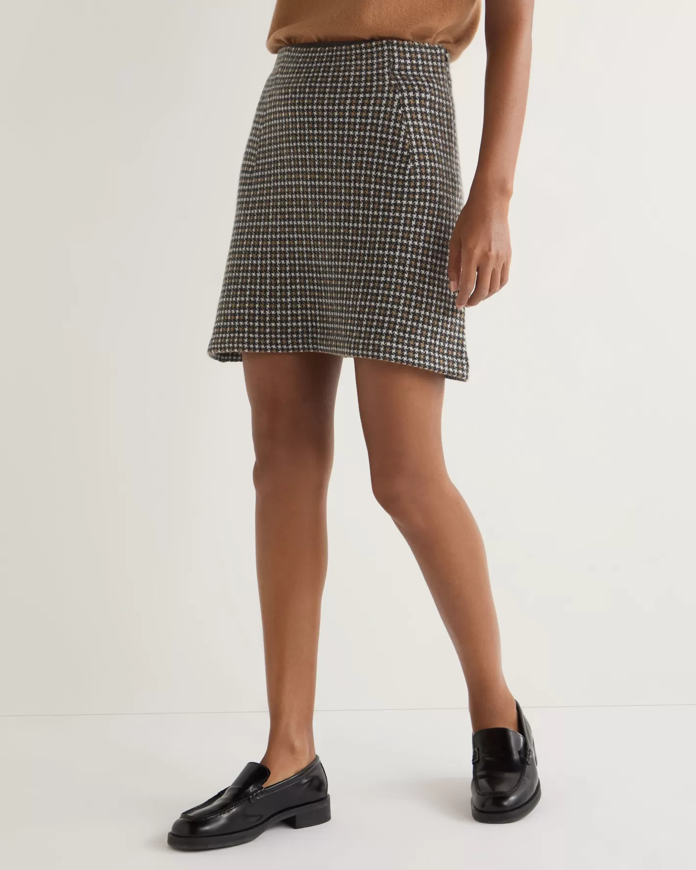 N.Peal Women's Dogtooth Mini Cashmere Skirt*Women Brown | Dresses & Skirts