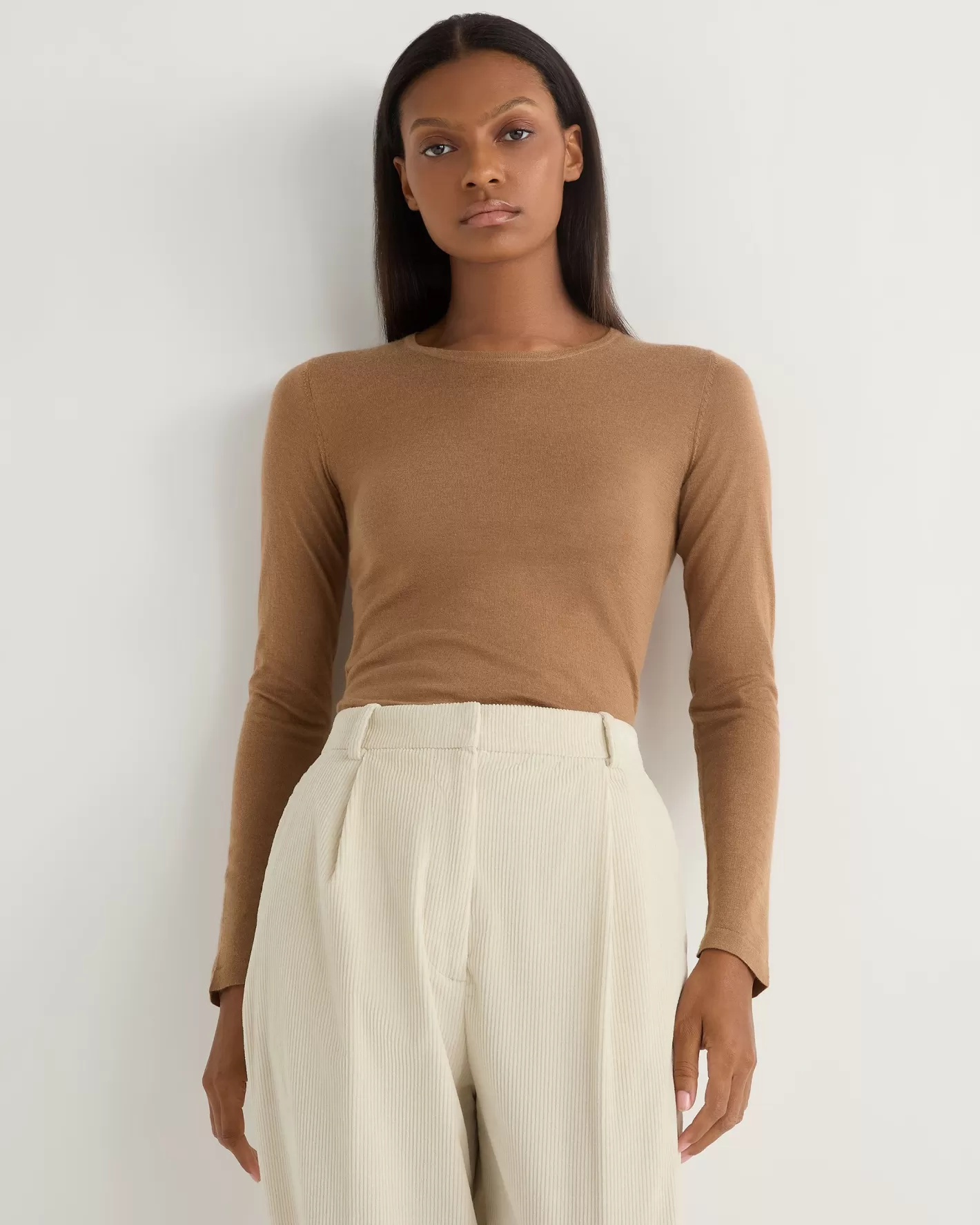 N.Peal Women's Eden Superfine Cashmere Round Neck Top*Women Brown | Superfine Cashmere