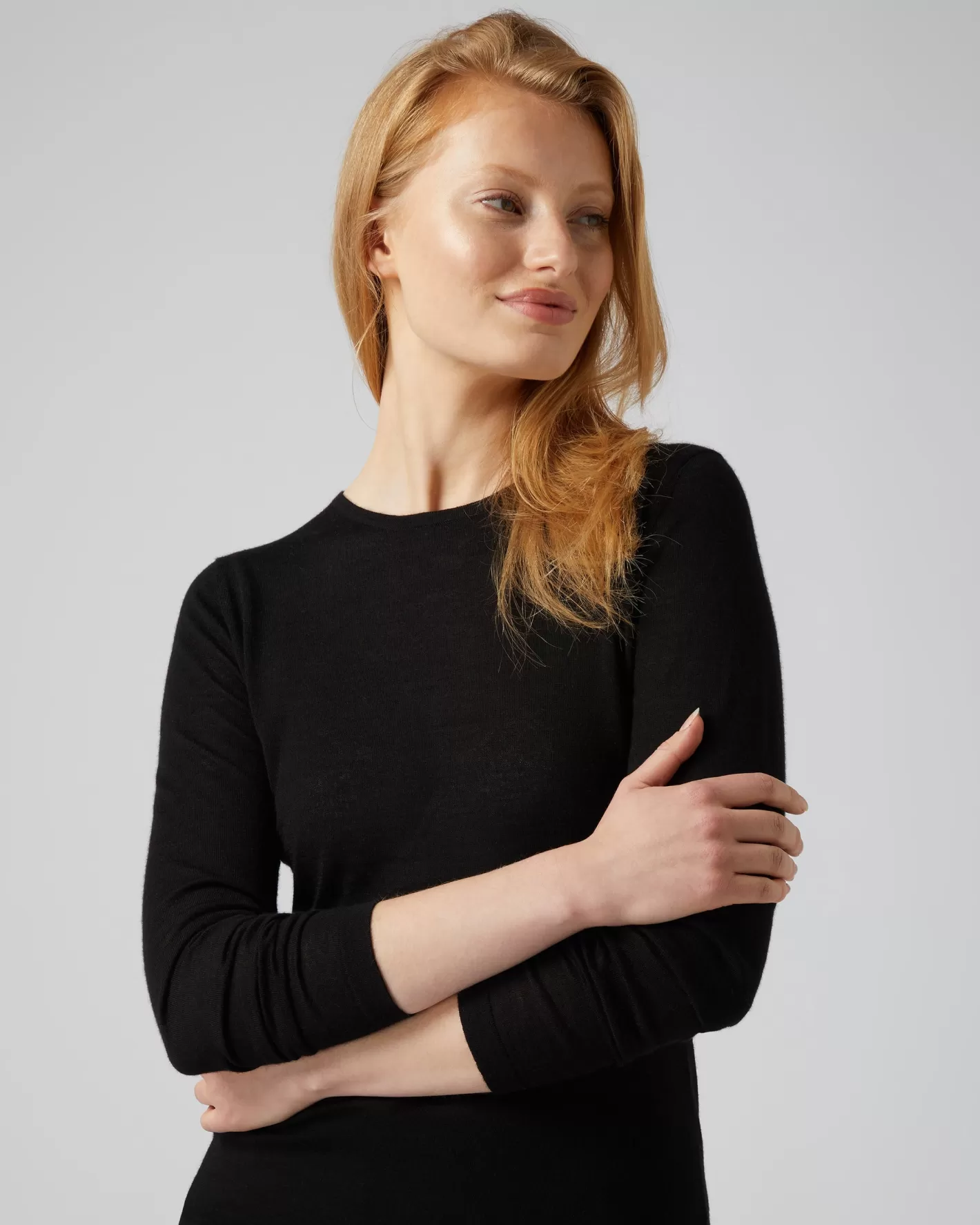 N.Peal Women's Eden Superfine Cashmere Round Neck Top*Women Black | Superfine Cashmere