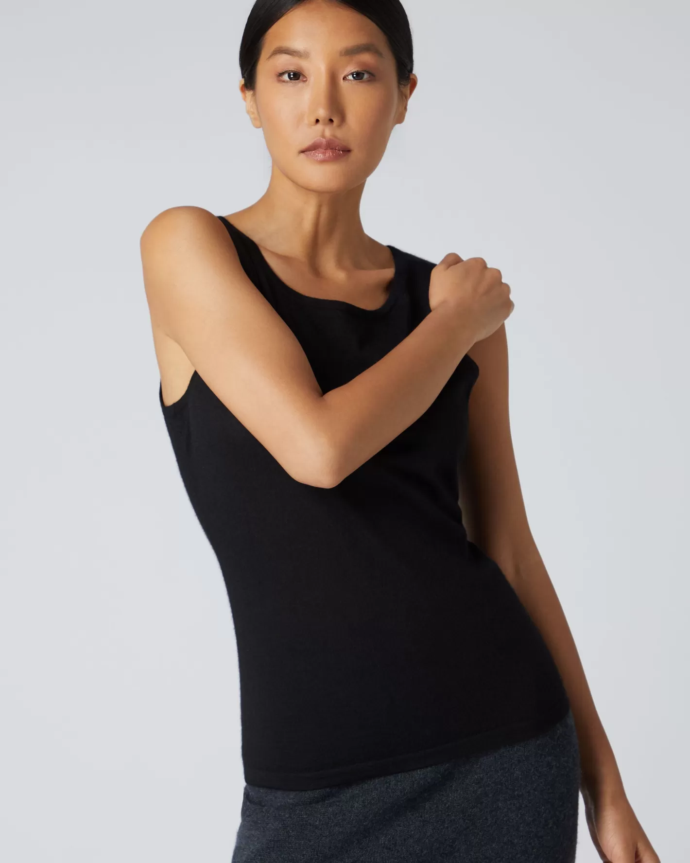 N.Peal Women's Ella Superfine Cashmere Shell Top*Women Black | Superfine Cashmere