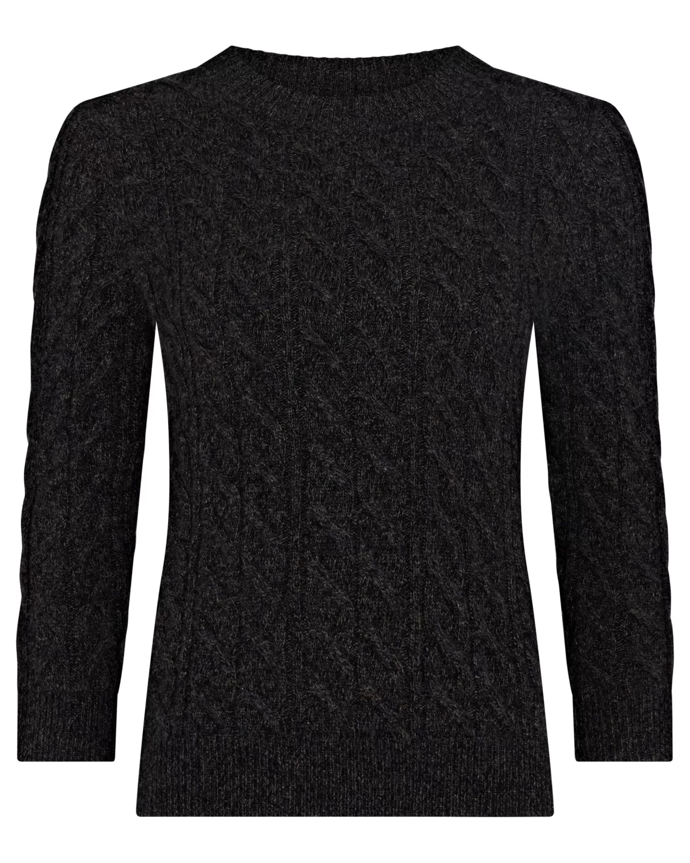 N.Peal Women's Emilia Cable Round Neck Cashmere Sweater*Women Dark Grey | Textured Knits