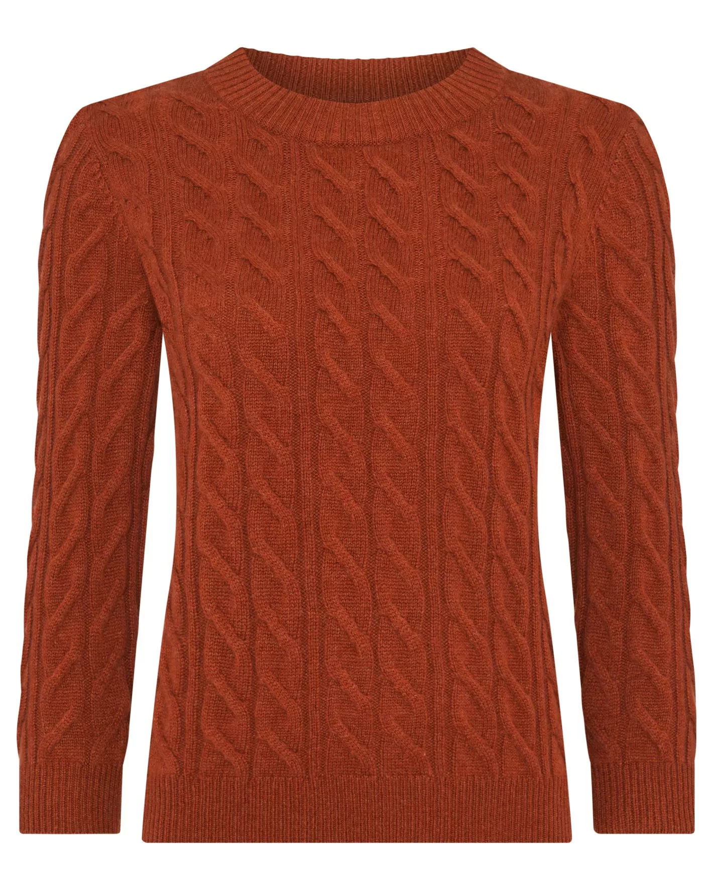 N.Peal Women's Emilia Cable Round Neck Cashmere Sweater*Women Orange | Textured Knits