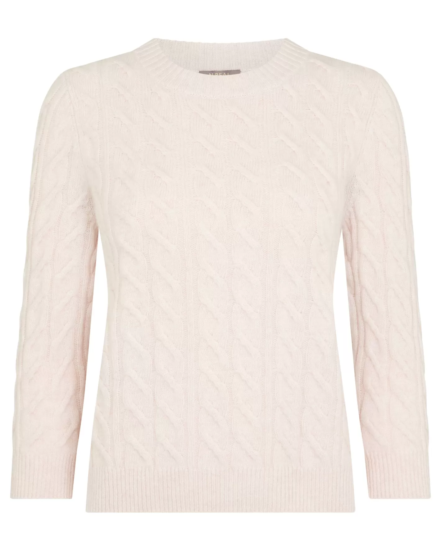 N.Peal Women's Emilia Cable Round Neck Cashmere Sweater*Women White | Natural