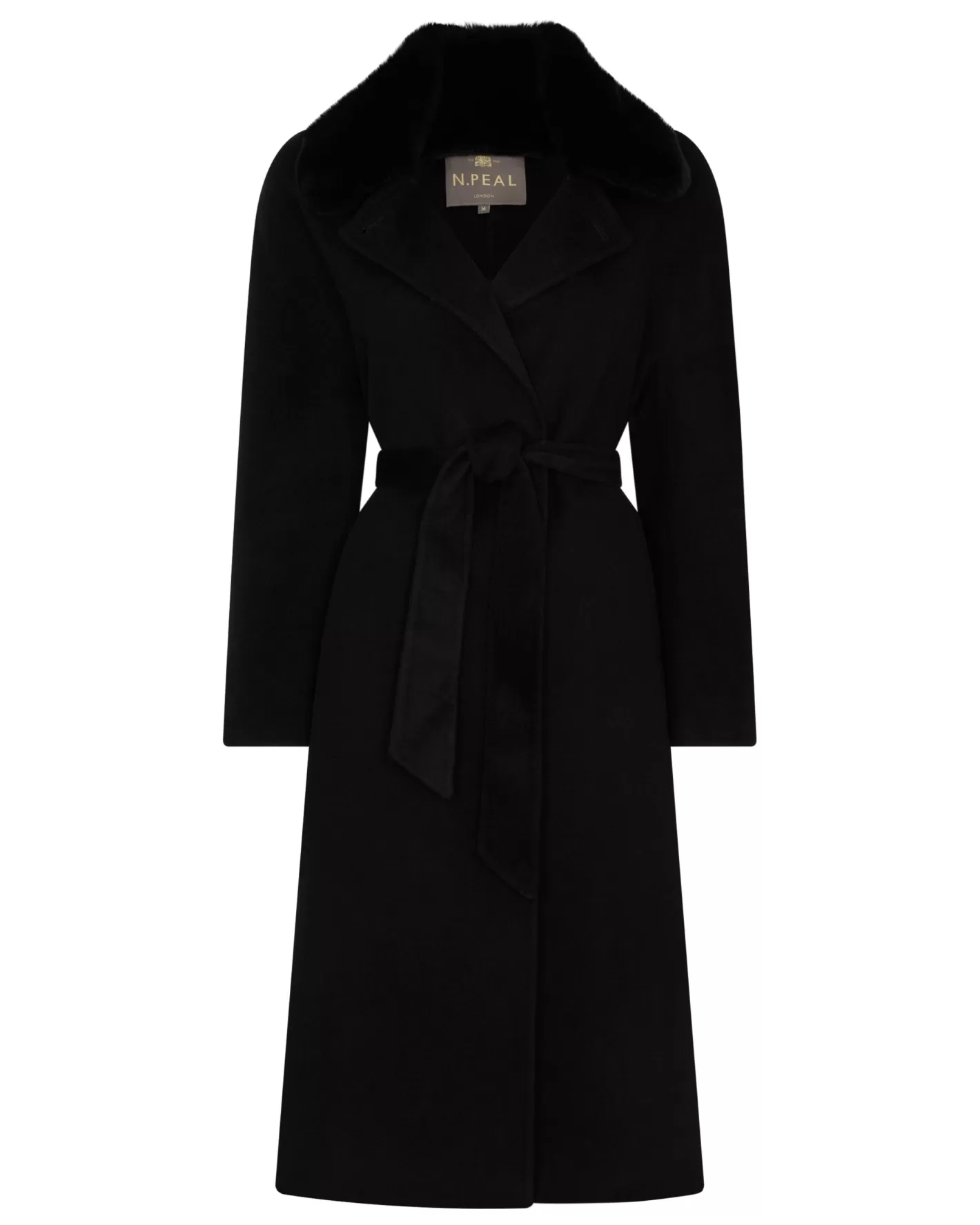 N.Peal Women's Estella Robe Coat*Women Black | Fur Trim Knitwear