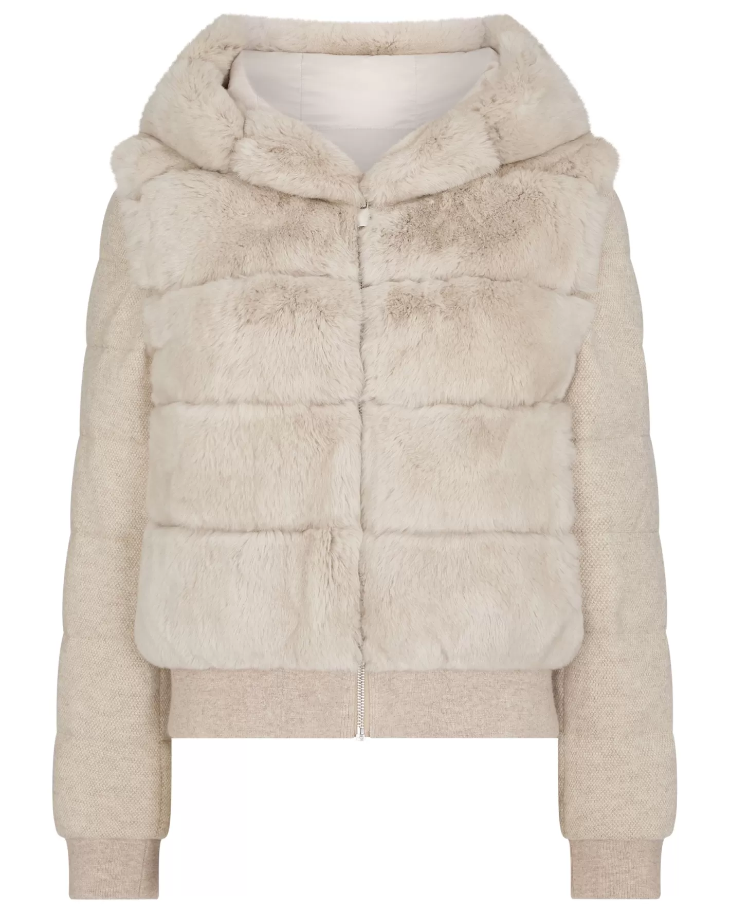 N.Peal Women's Eva Birdseye Fur Hooded Jacket*Women White | Natural