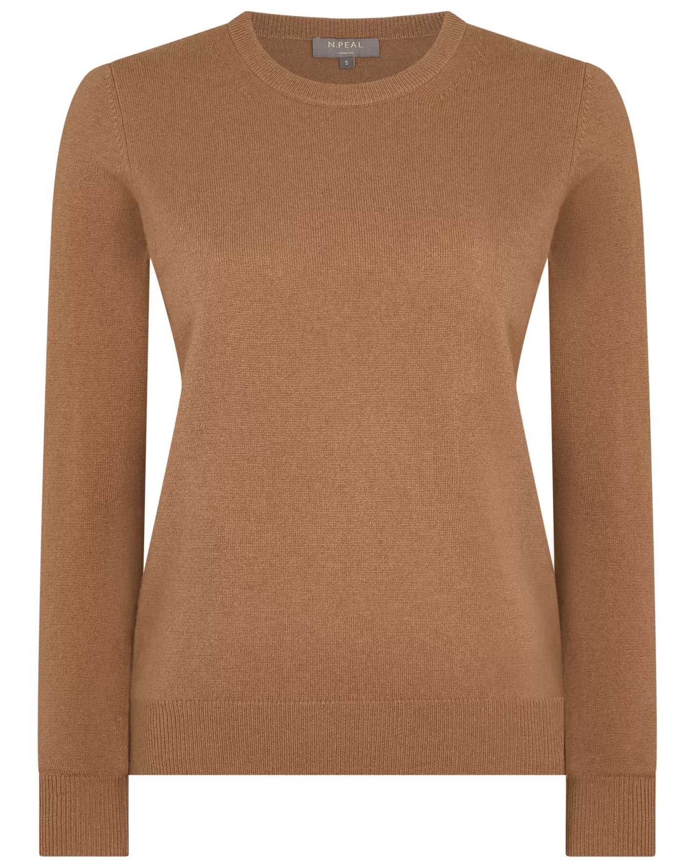 N.Peal Women's Evie Classic Round Neck Cashmere Sweater*Women Organic Cashmere | Brown