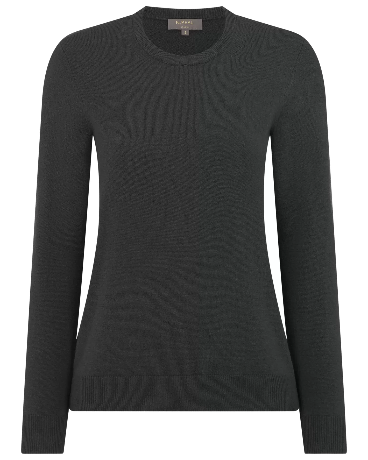 N.Peal Women's Evie Classic Round Neck Cashmere Sweater*Women Dark Grey | Classic Cashmere